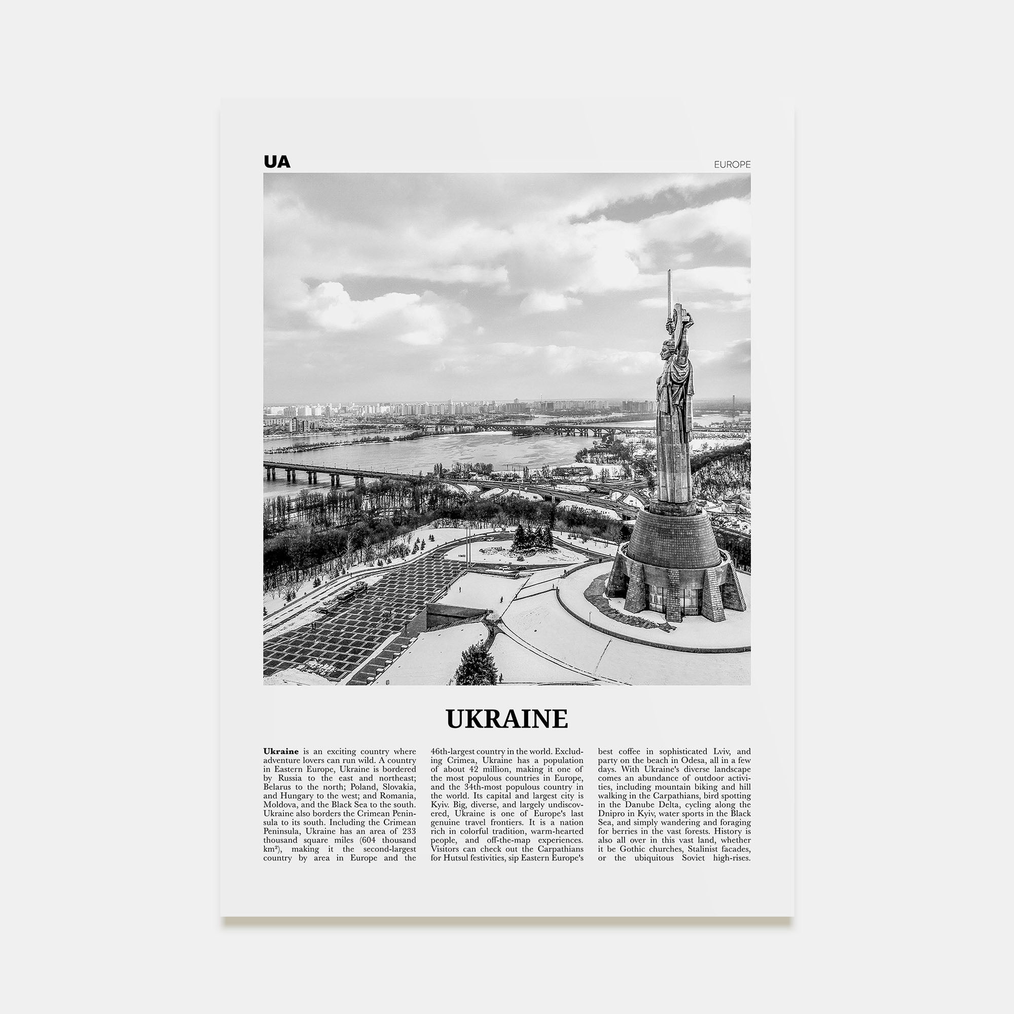 Ukraine Travel B&W No 1 Poster