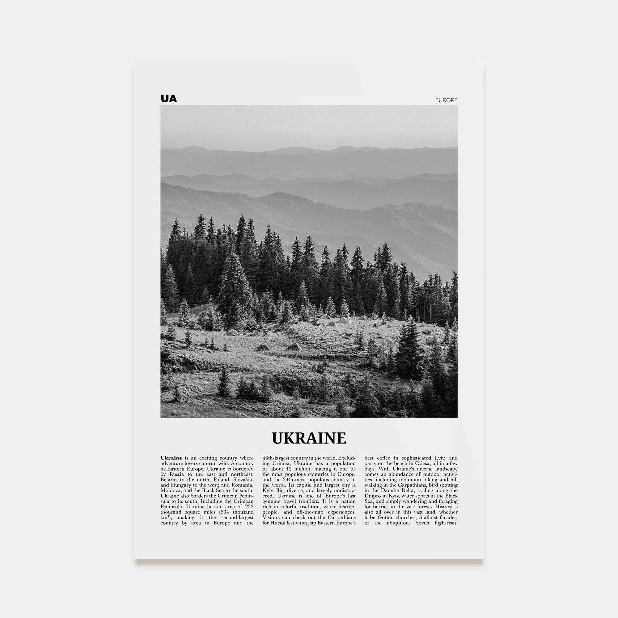 Ukraine Travel B&W No 2 Poster