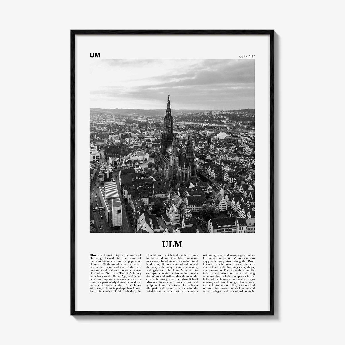 Ulm Print Black and White, Ulm Wall Art, Ulm Poster, Ulm Photo, Ulm Wall Décor, Ulm Map, Germany