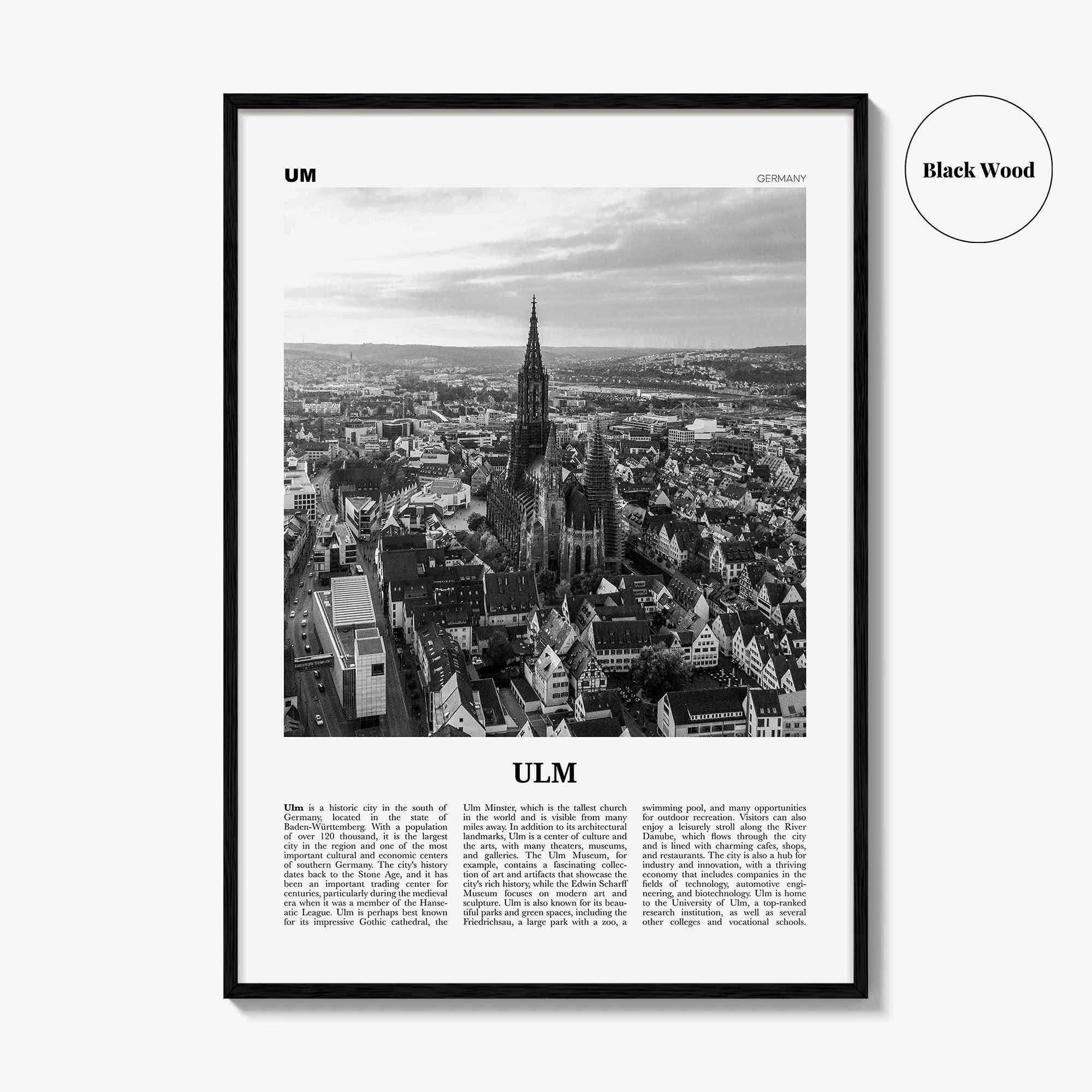 Ulm Print Black and White, Ulm Wall Art, Ulm Poster, Ulm Photo, Ulm Wall Décor, Ulm Map, Germany