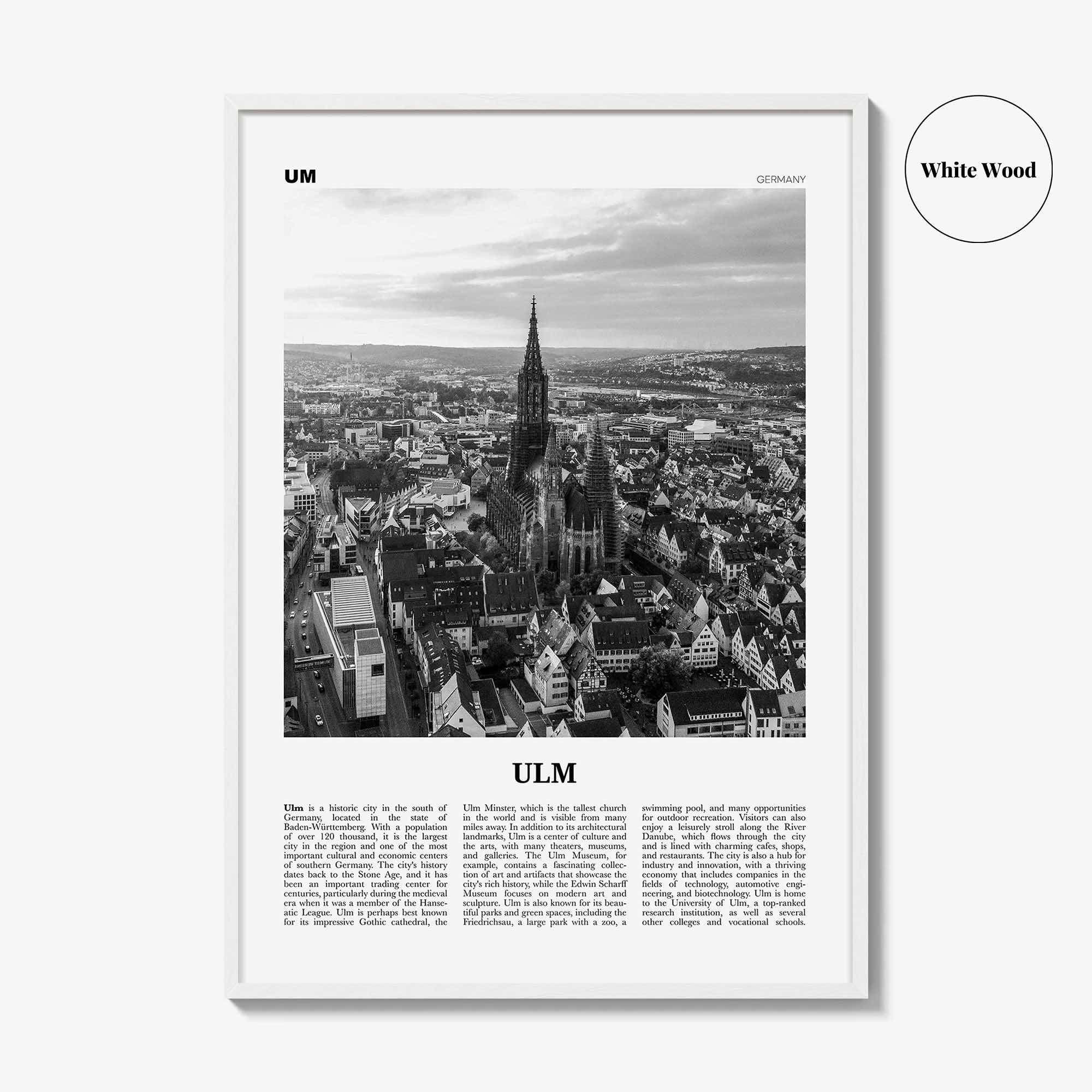 Ulm Print Black and White, Ulm Wall Art, Ulm Poster, Ulm Photo, Ulm Wall Décor, Ulm Map, Germany