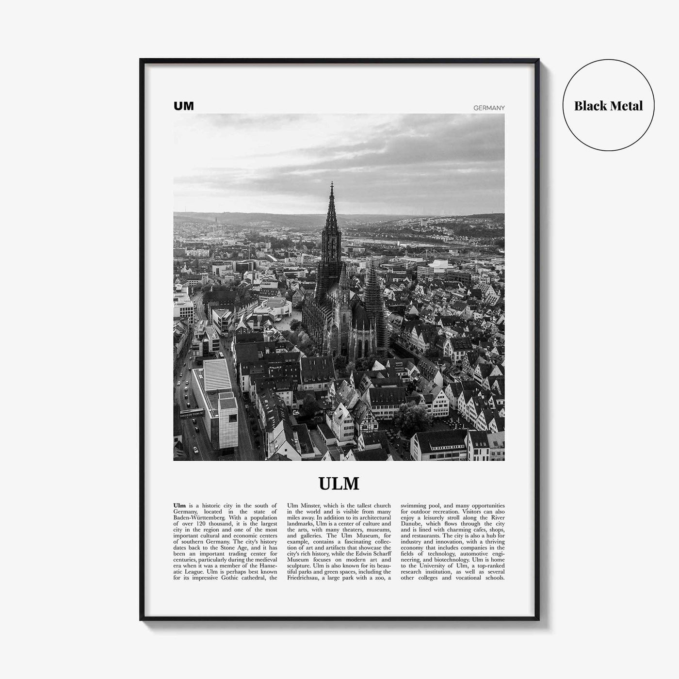 Ulm Print Black and White, Ulm Wall Art, Ulm Poster, Ulm Photo, Ulm Wall Décor, Ulm Map, Germany