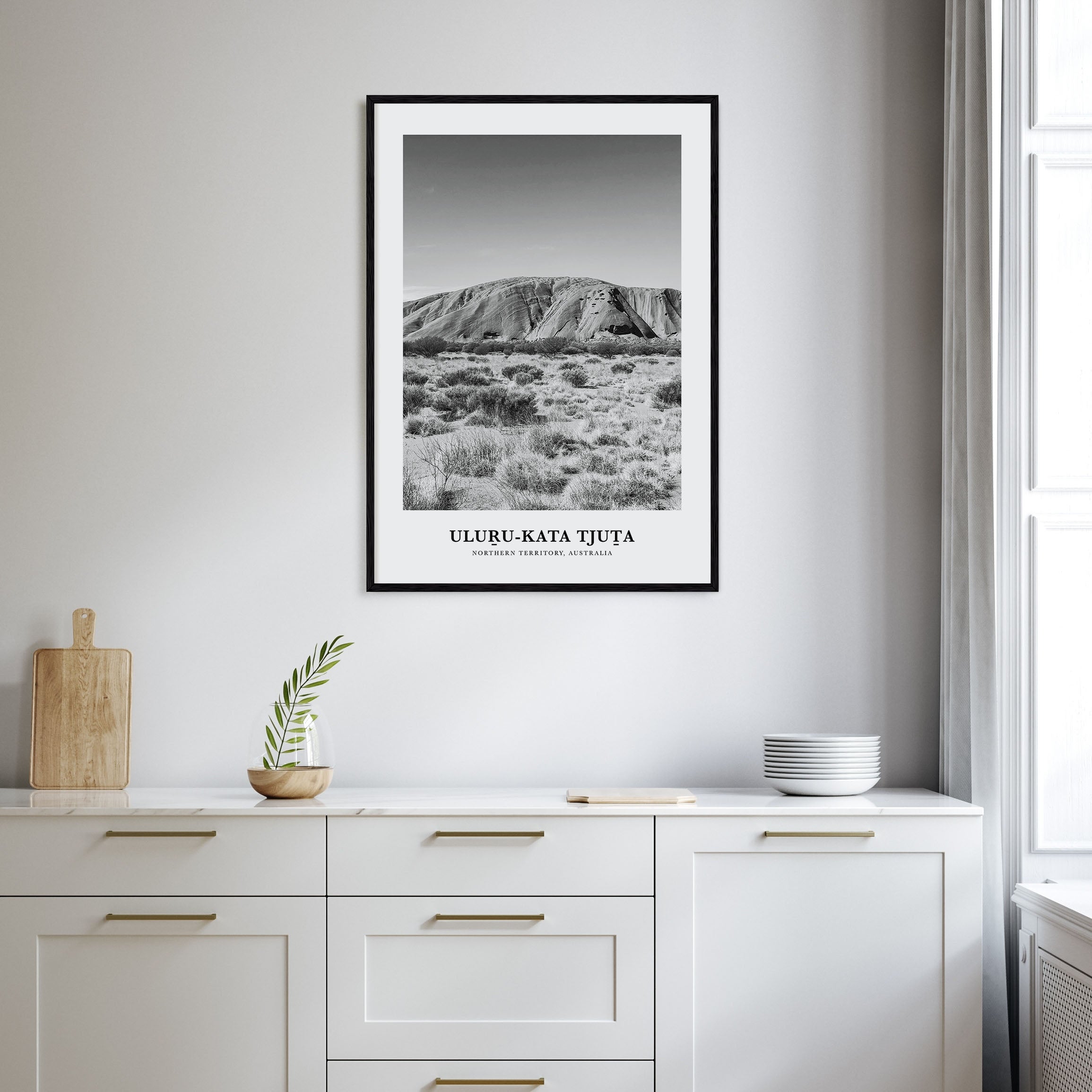 Uluru-Kata Tjuta Portrait B&W Poster