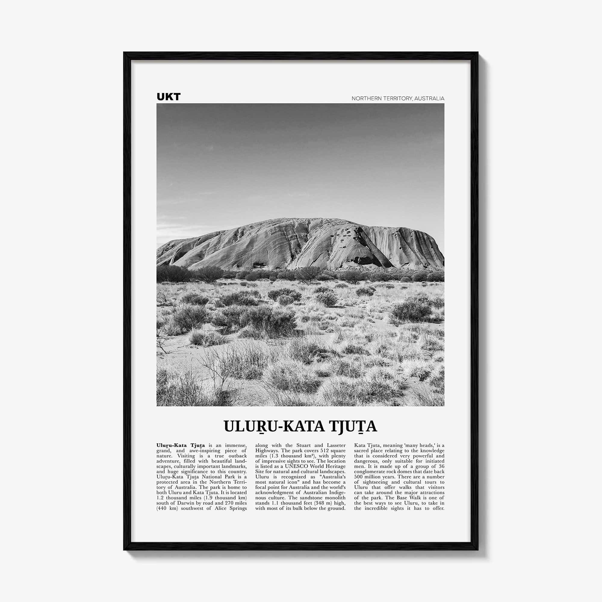 Uluru Kata Tjuta Print Black and White, Uluru Wall Art, Uluru Poster, Uluru Photo, Uluru Wall Decor, Uluru National Park Print, Australia