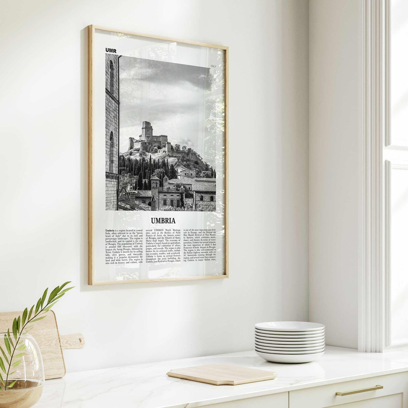 Umbria Print Black and White, Umbria Wall Art, Umbria Poster, Umbria Photo, Umbria Wall Décor, Umbria Map, Italy