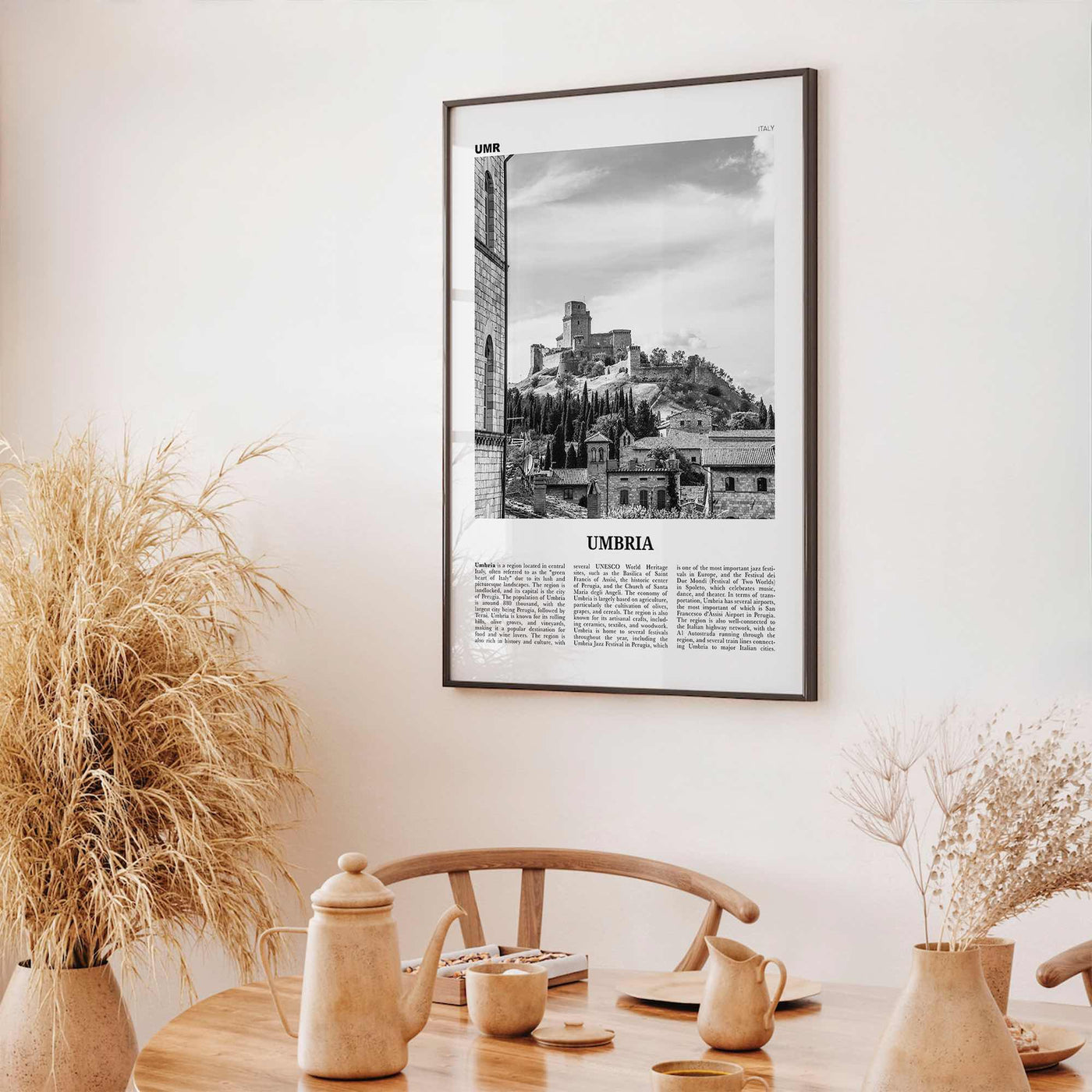 Umbria Print Black and White, Umbria Wall Art, Umbria Poster, Umbria Photo, Umbria Wall Décor, Umbria Map, Italy