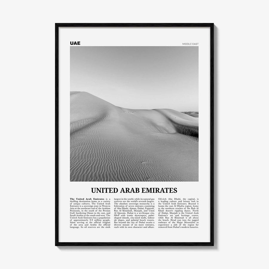 United Arab Emirates Print Black and White, United Arab Emirates Wall Art, United Arab Emirates Poster, UAE, Dubai, Abu Dhabi, Middle East
