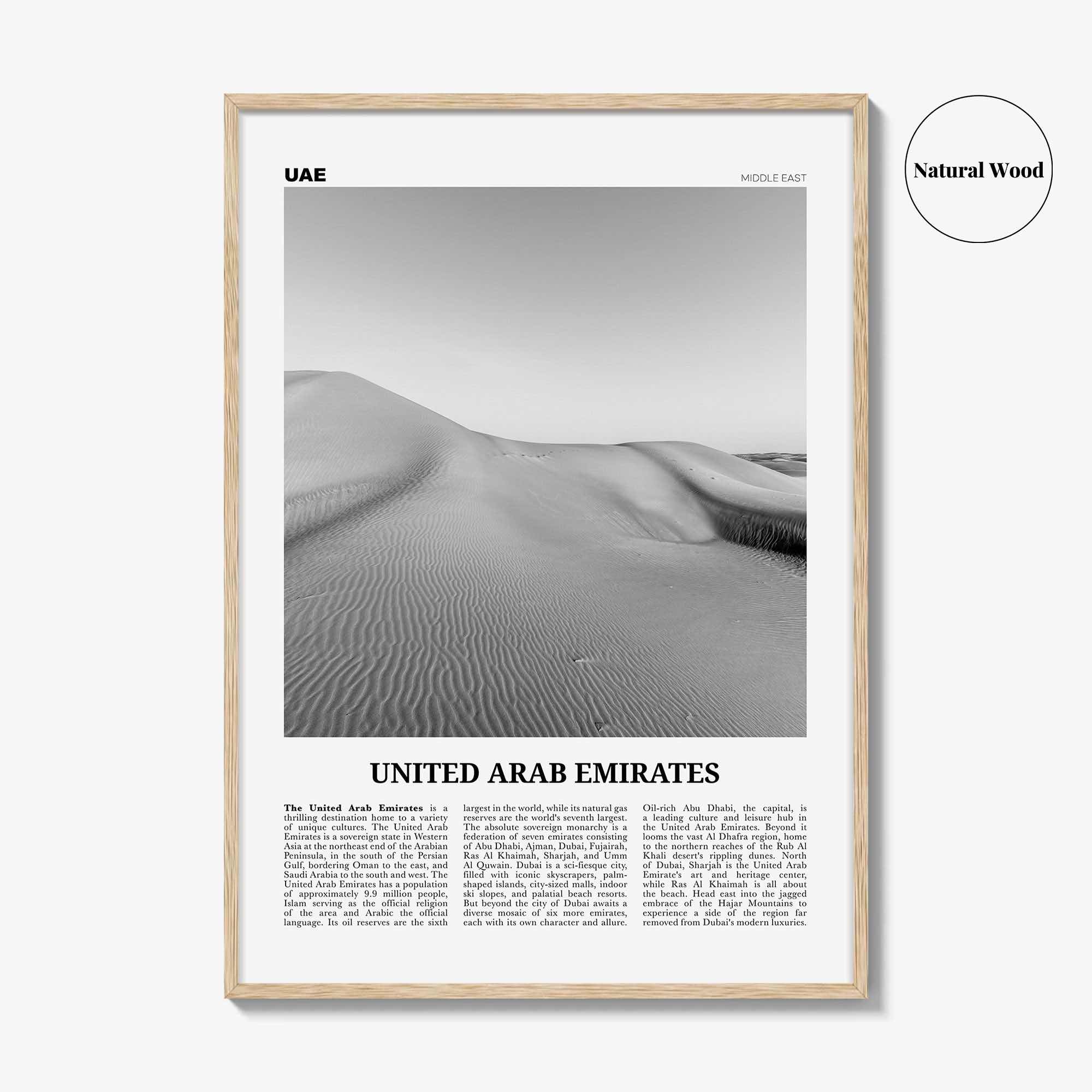 United Arab Emirates Print Black and White, United Arab Emirates Wall Art, United Arab Emirates Poster, UAE, Dubai, Abu Dhabi, Middle East