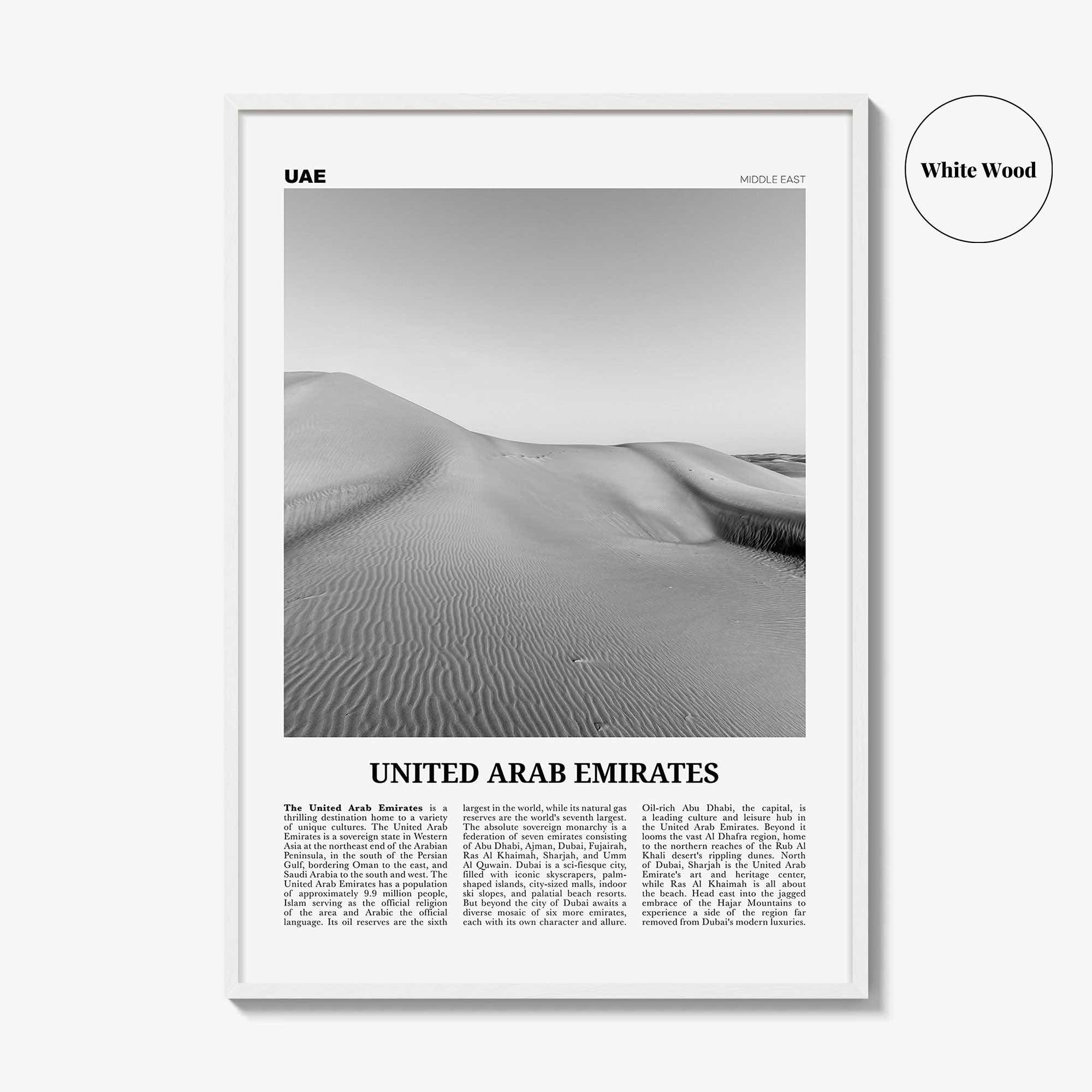 United Arab Emirates Print Black and White, United Arab Emirates Wall Art, United Arab Emirates Poster, UAE, Dubai, Abu Dhabi, Middle East