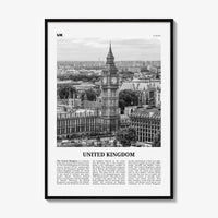 United Kingdom Print Black and White No 1, United Kingdom Wall Art, United Kingdom Poster, UK, Great Britain, England, Ireland, Scotland