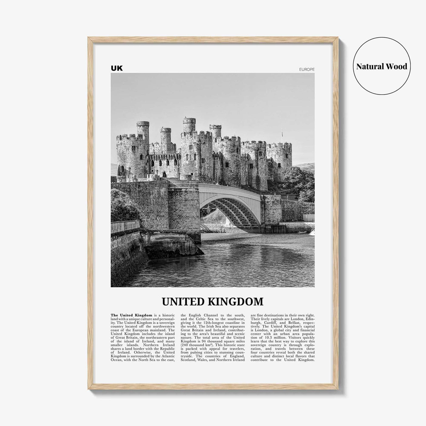 United Kingdom Print Black and White No 2, United Kingdom Wall Art, United Kingdom Poster, UK, Great Britain, England, Ireland, Scotland