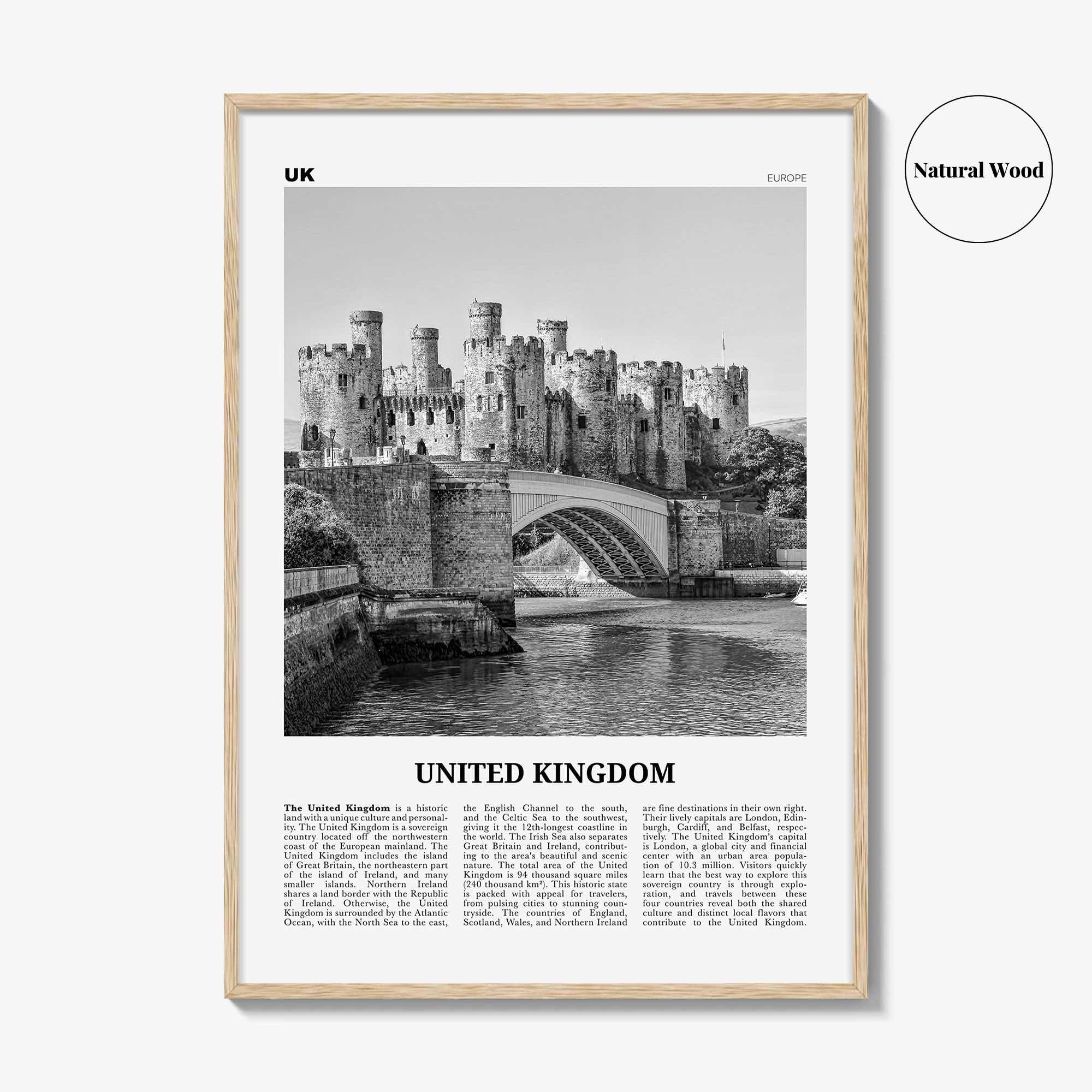 United Kingdom Print Black and White No 2, United Kingdom Wall Art, United Kingdom Poster, UK, Great Britain, England, Ireland, Scotland
