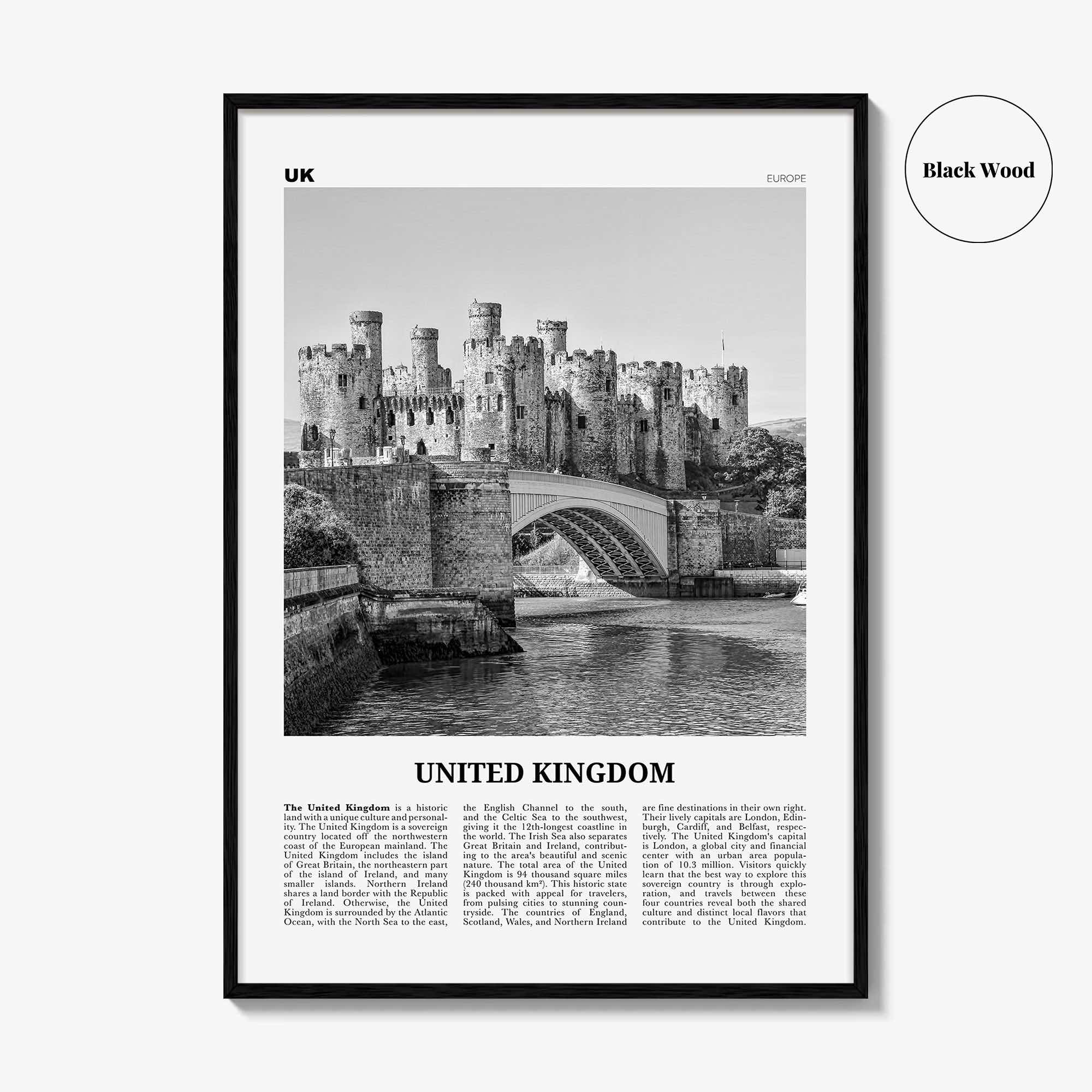 United Kingdom Print Black and White No 2, United Kingdom Wall Art, United Kingdom Poster, UK, Great Britain, England, Ireland, Scotland