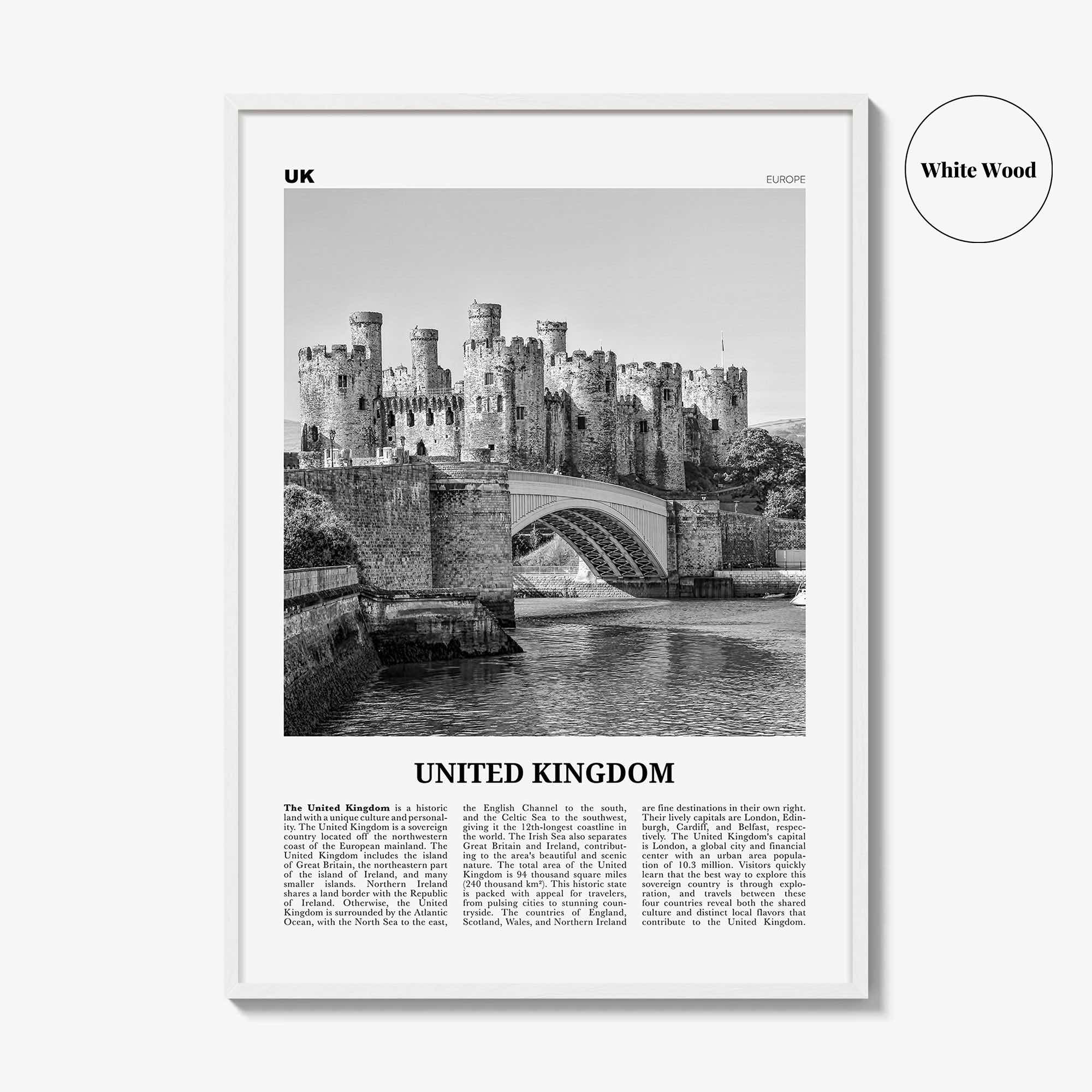 United Kingdom Print Black and White No 2, United Kingdom Wall Art, United Kingdom Poster, UK, Great Britain, England, Ireland, Scotland