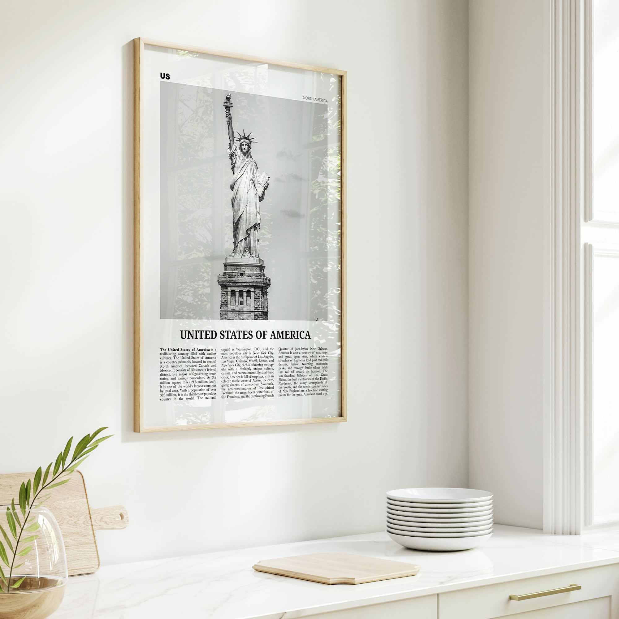 United States of America Print Black and White No 1, United States Wall Art, United States Poster, USA, US, America, United States