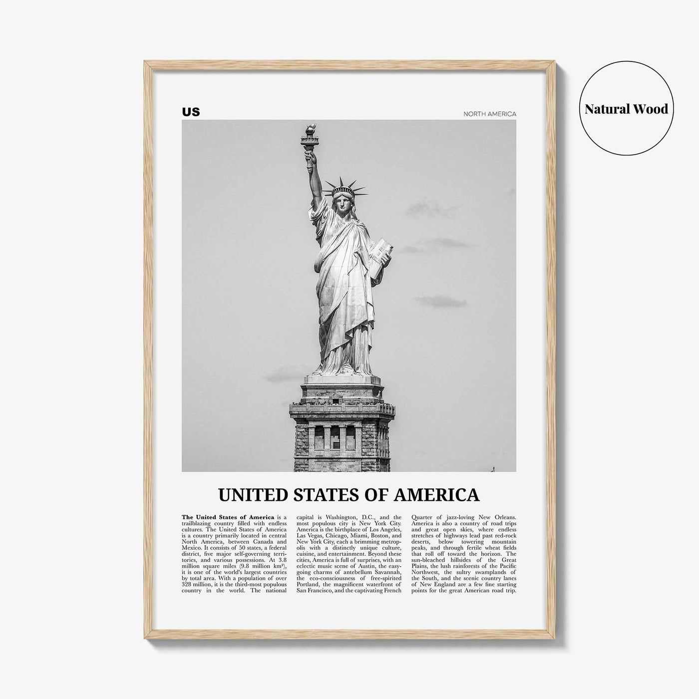 United States of America Print Black and White No 1, United States Wall Art, United States Poster, USA, US, America, United States