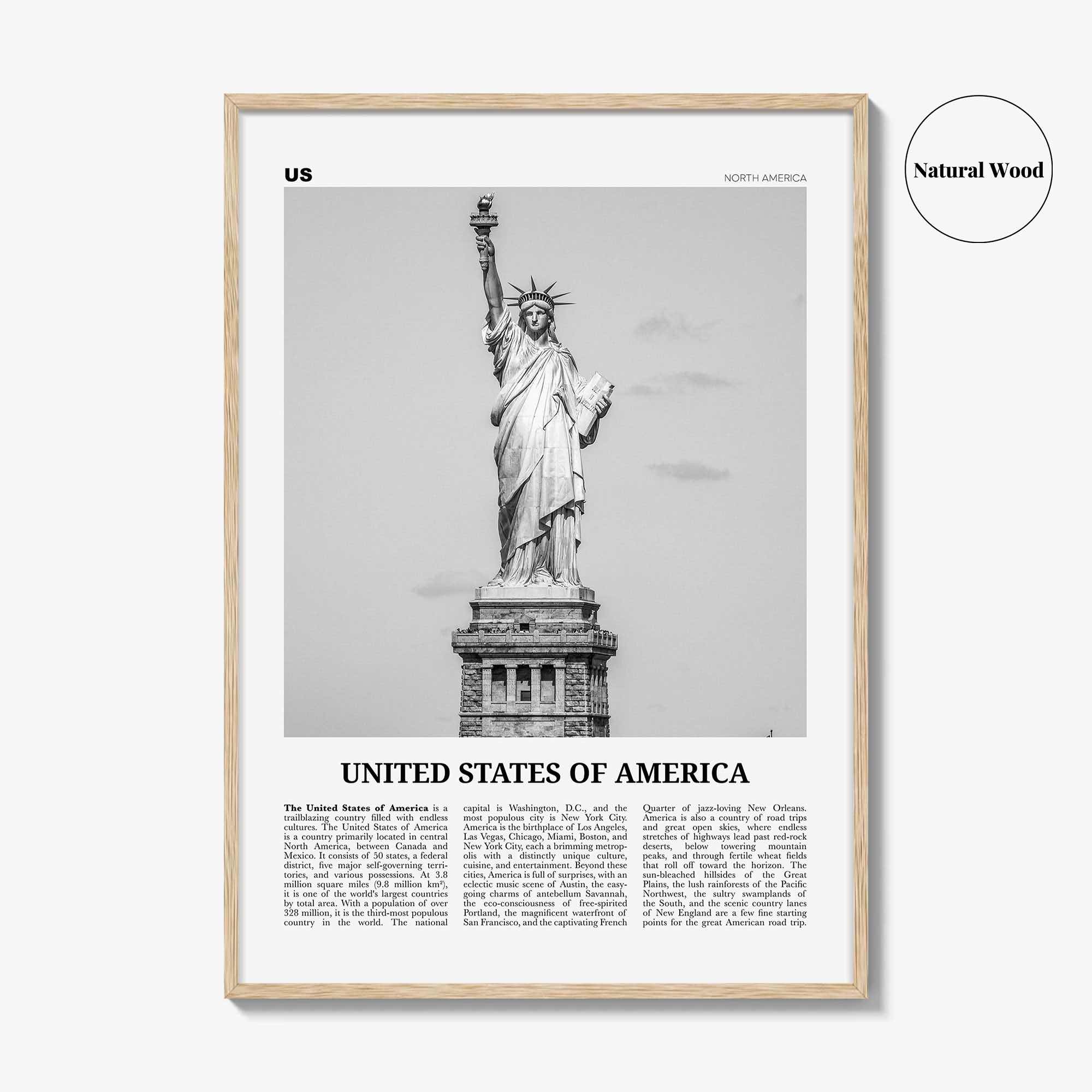 United States of America Print Black and White No 1, United States Wall Art, United States Poster, USA, US, America, United States