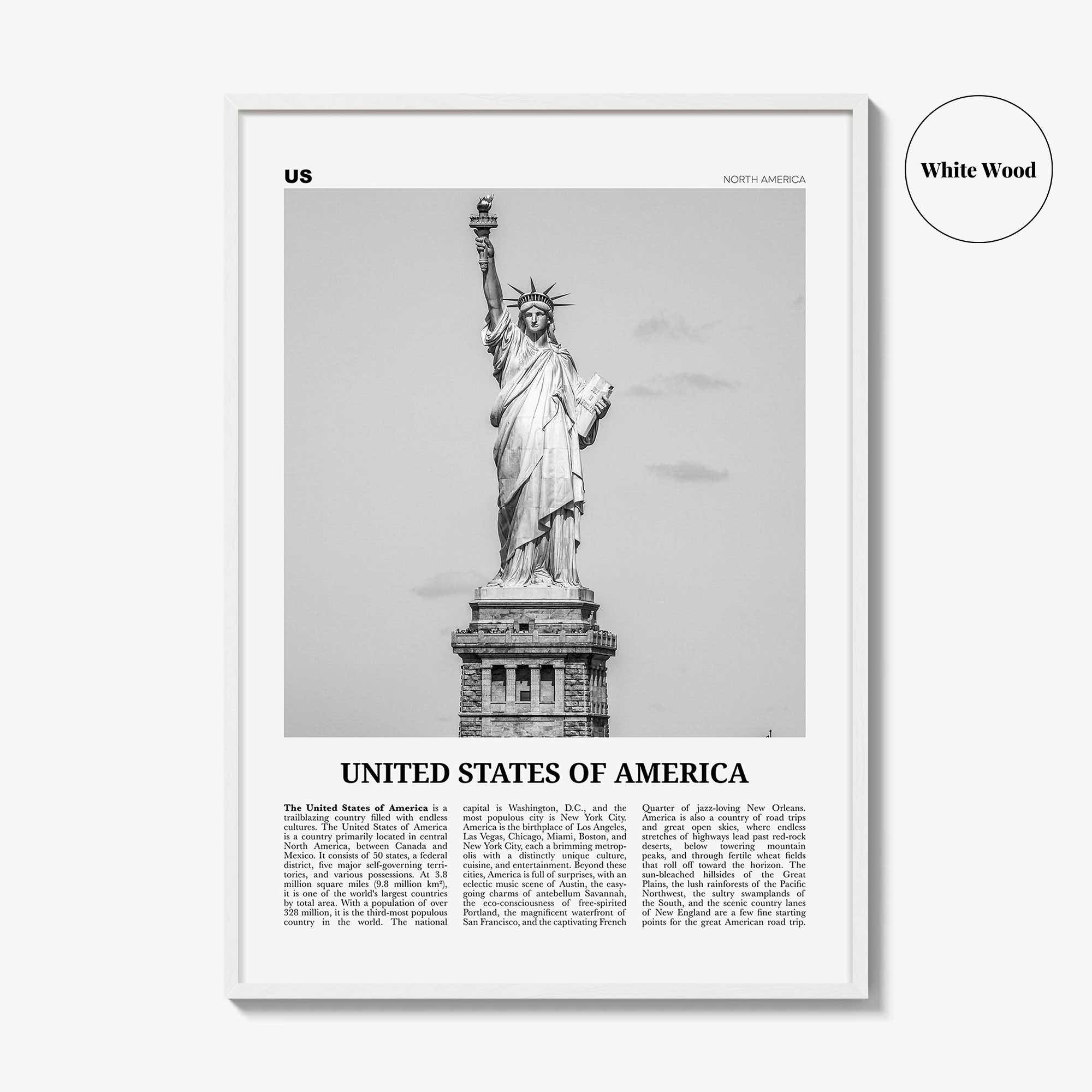 United States of America Print Black and White No 1, United States Wall Art, United States Poster, USA, US, America, United States