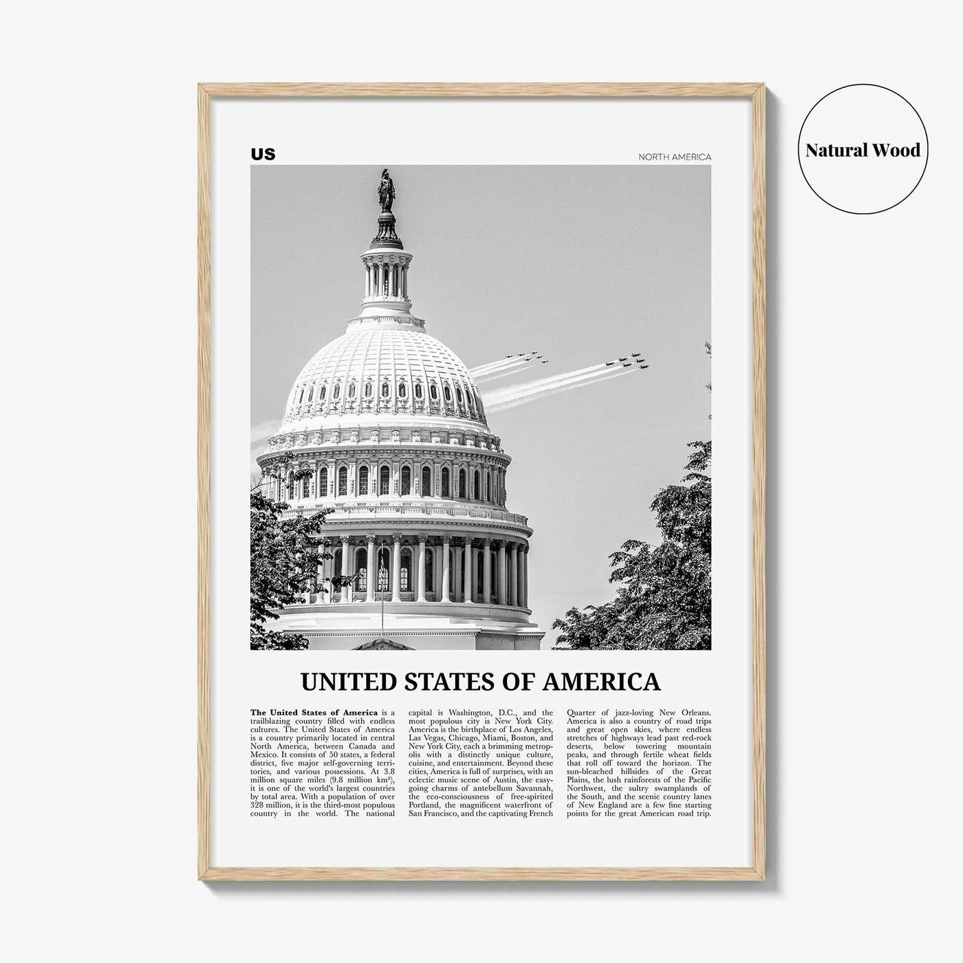 United States of America Print Black and White No 2, United States Wall Art, United States Poster, USA, US, America, United States