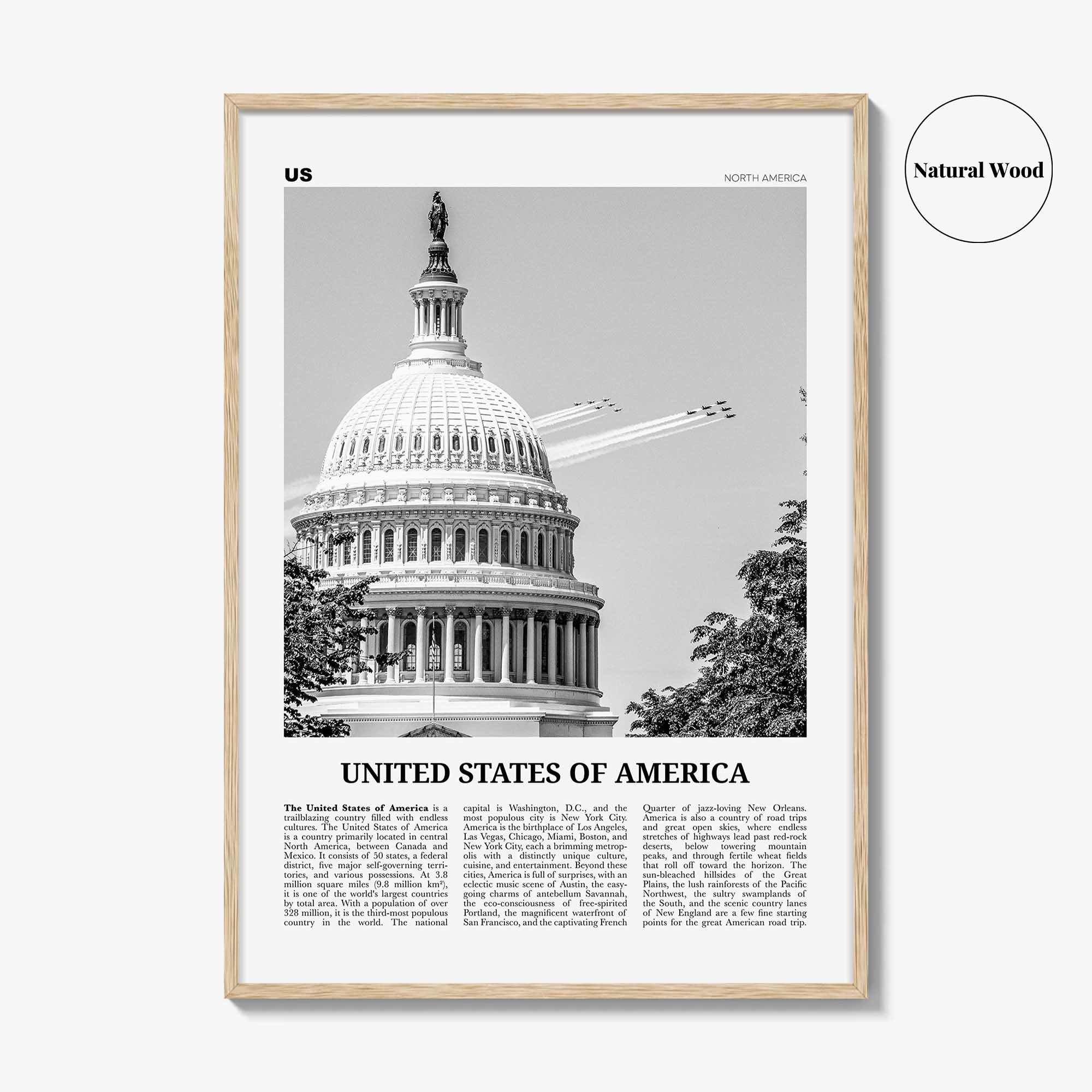 United States of America Print Black and White No 2, United States Wall Art, United States Poster, USA, US, America, United States