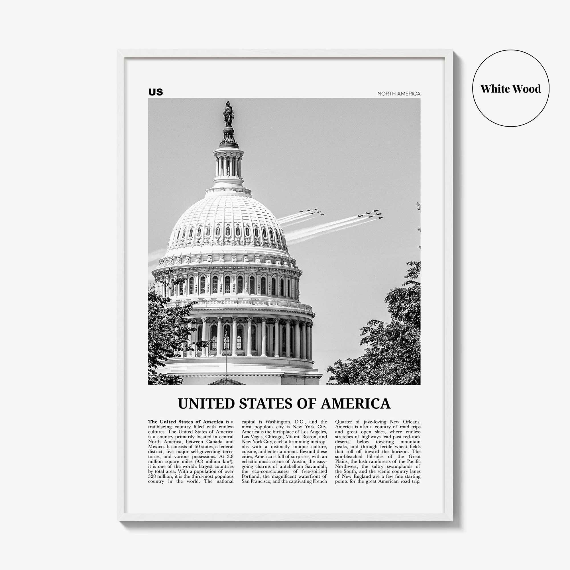 United States of America Print Black and White No 2, United States Wall Art, United States Poster, USA, US, America, United States