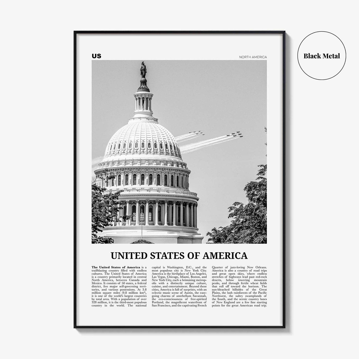 United States of America Print Black and White No 2, United States Wall Art, United States Poster, USA, US, America, United States