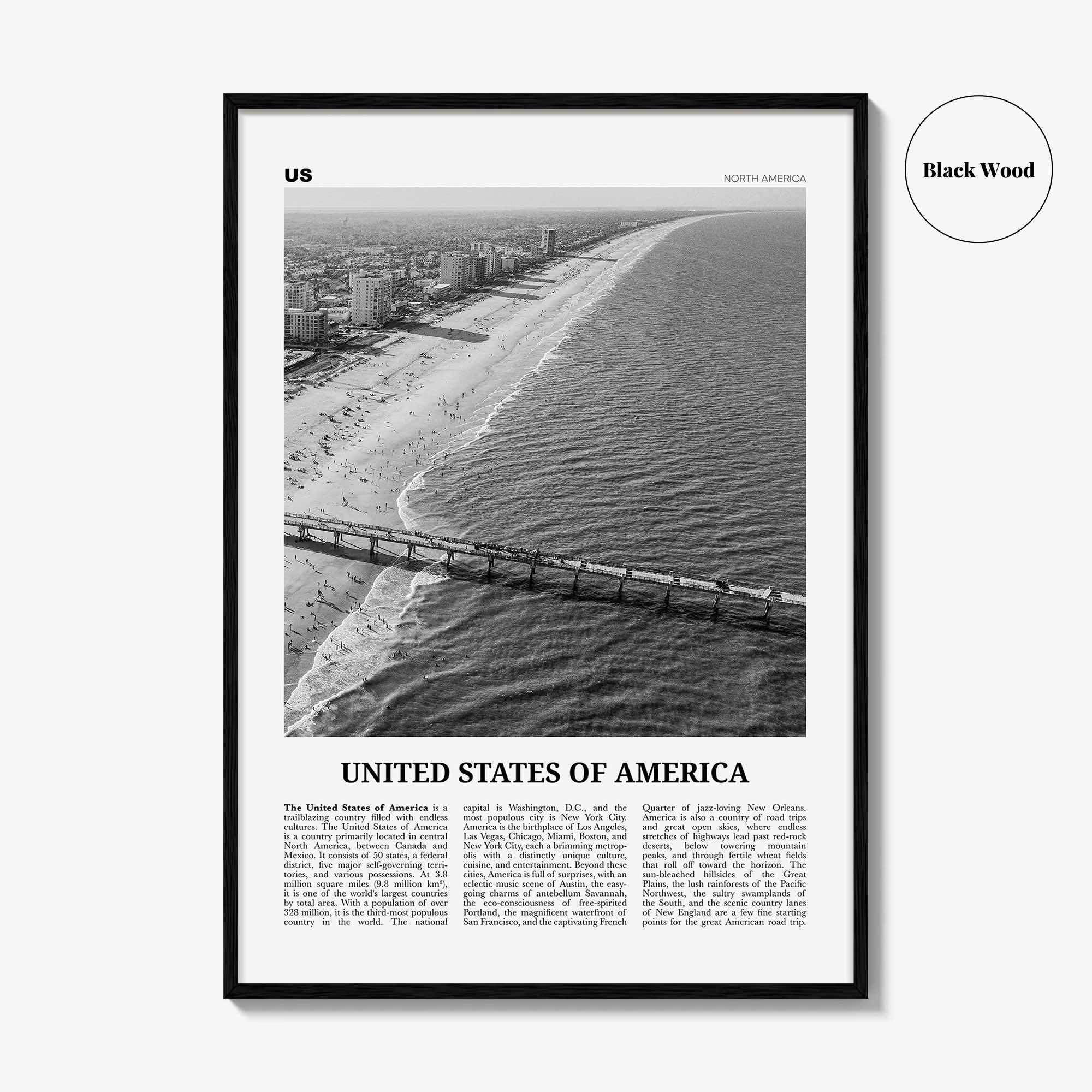 United States of America Print Black and White No 3, United States Wall Art, United States Poster, USA, US, America, United States