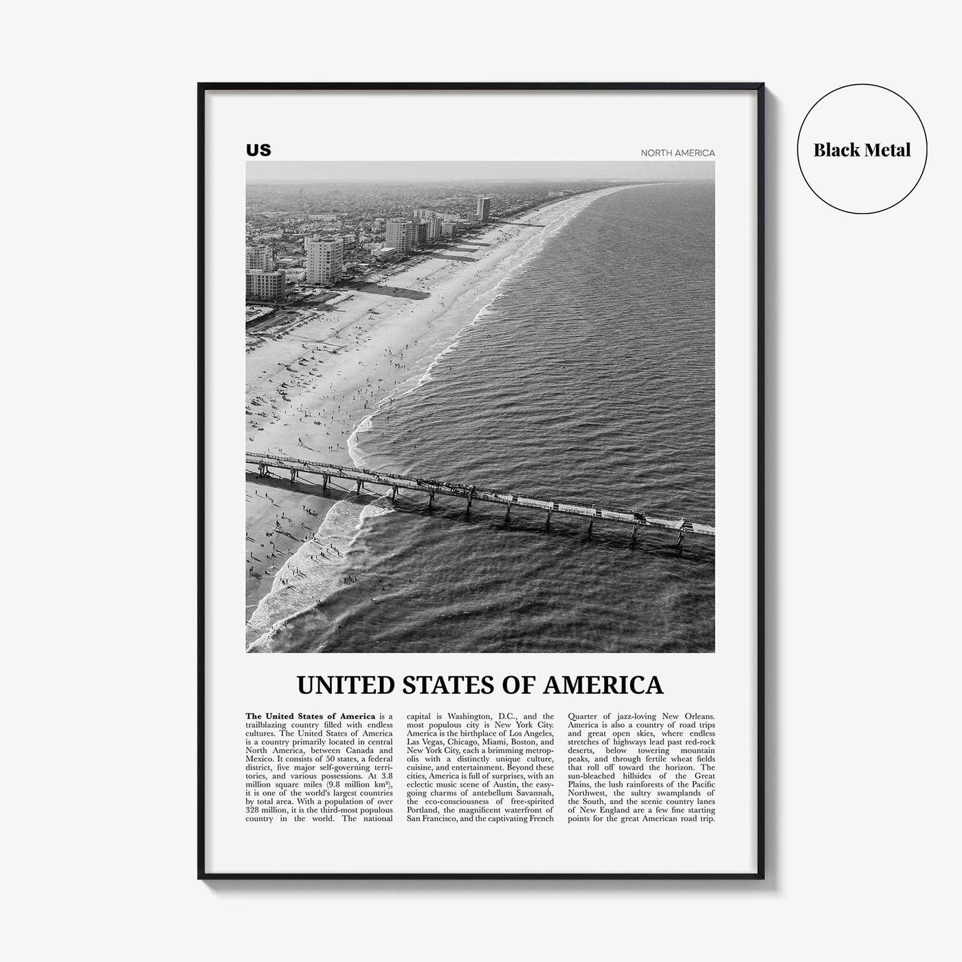 United States of America Print Black and White No 3, United States Wall Art, United States Poster, USA, US, America, United States