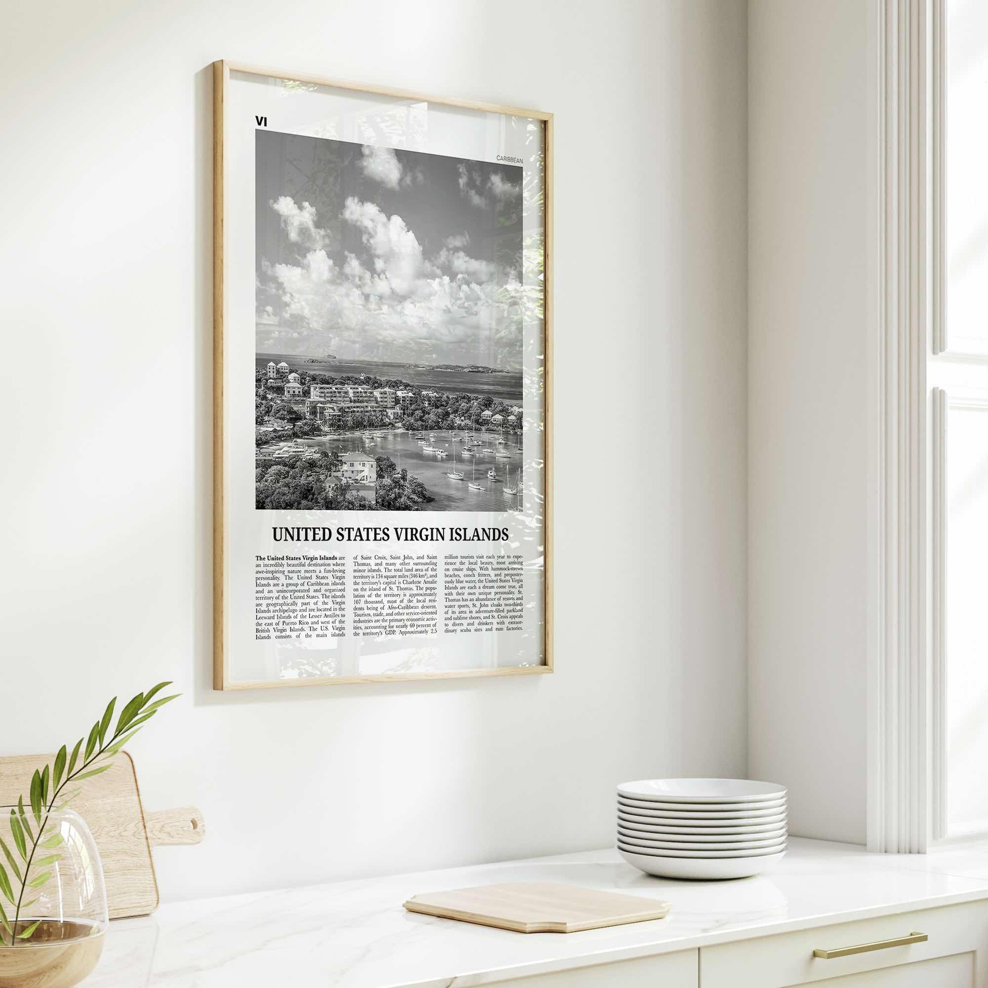 United States Virgin Islands Print Black and White, US Virgin Islands Wall Art, U.S. Virgin Islands, USVI, St. Thomas, St. Croix Caribbean
