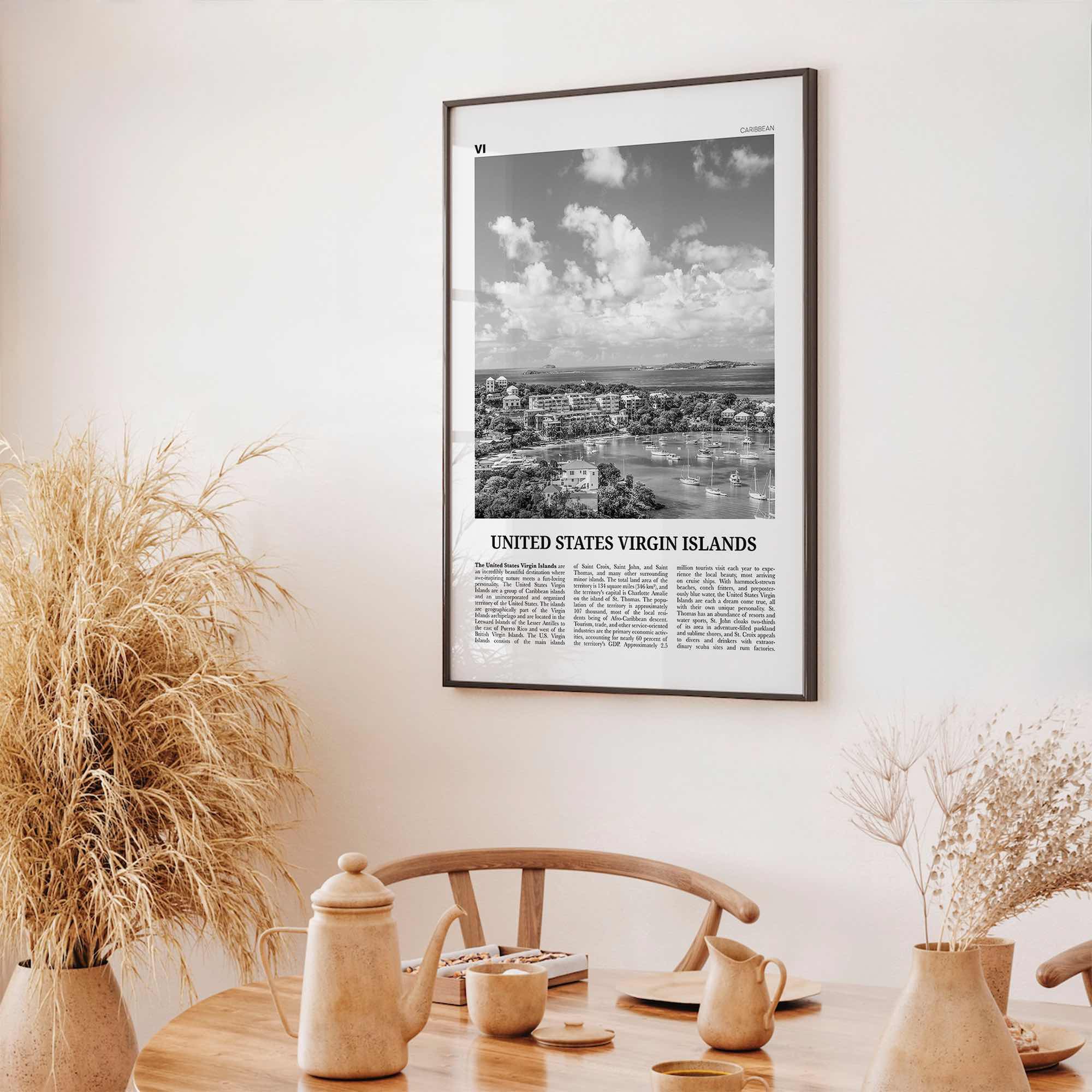 United States Virgin Islands Print Black and White, US Virgin Islands Wall Art, U.S. Virgin Islands, USVI, St. Thomas, St. Croix Caribbean