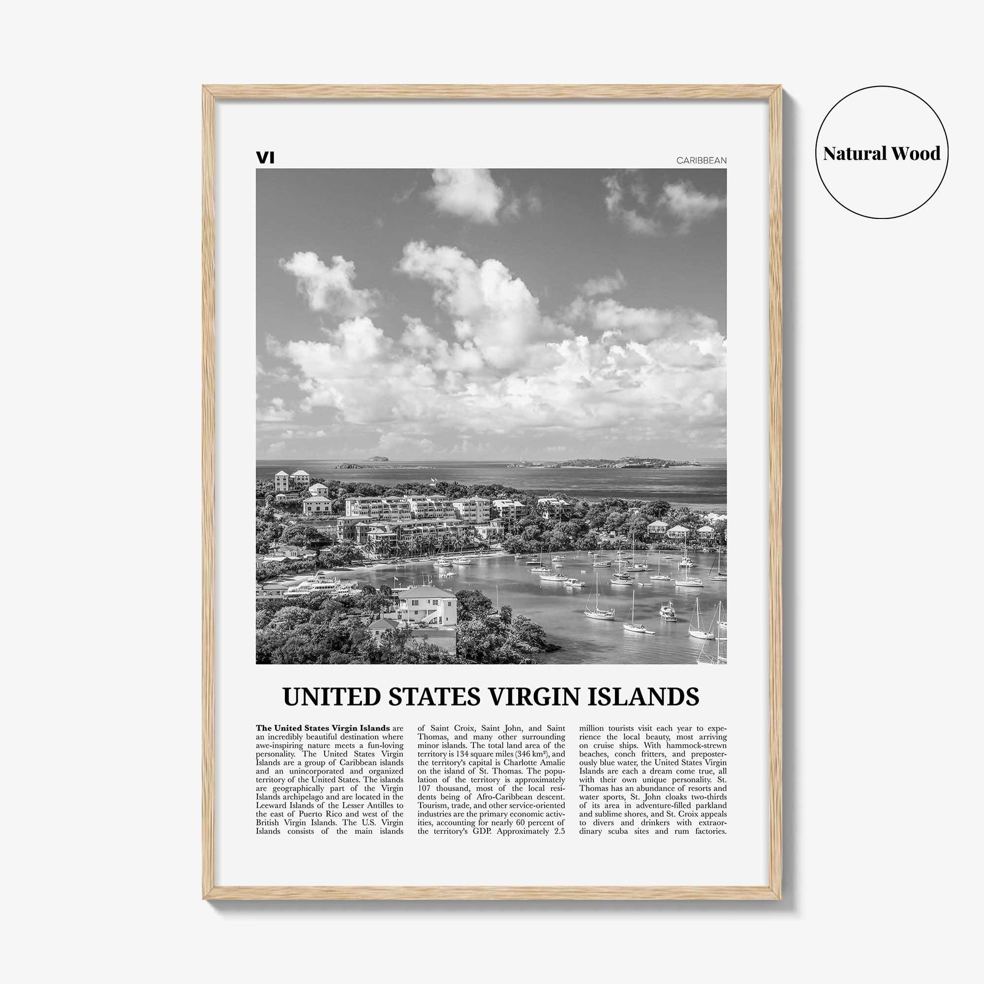 United States Virgin Islands Print Black and White, US Virgin Islands Wall Art, U.S. Virgin Islands, USVI, St. Thomas, St. Croix Caribbean