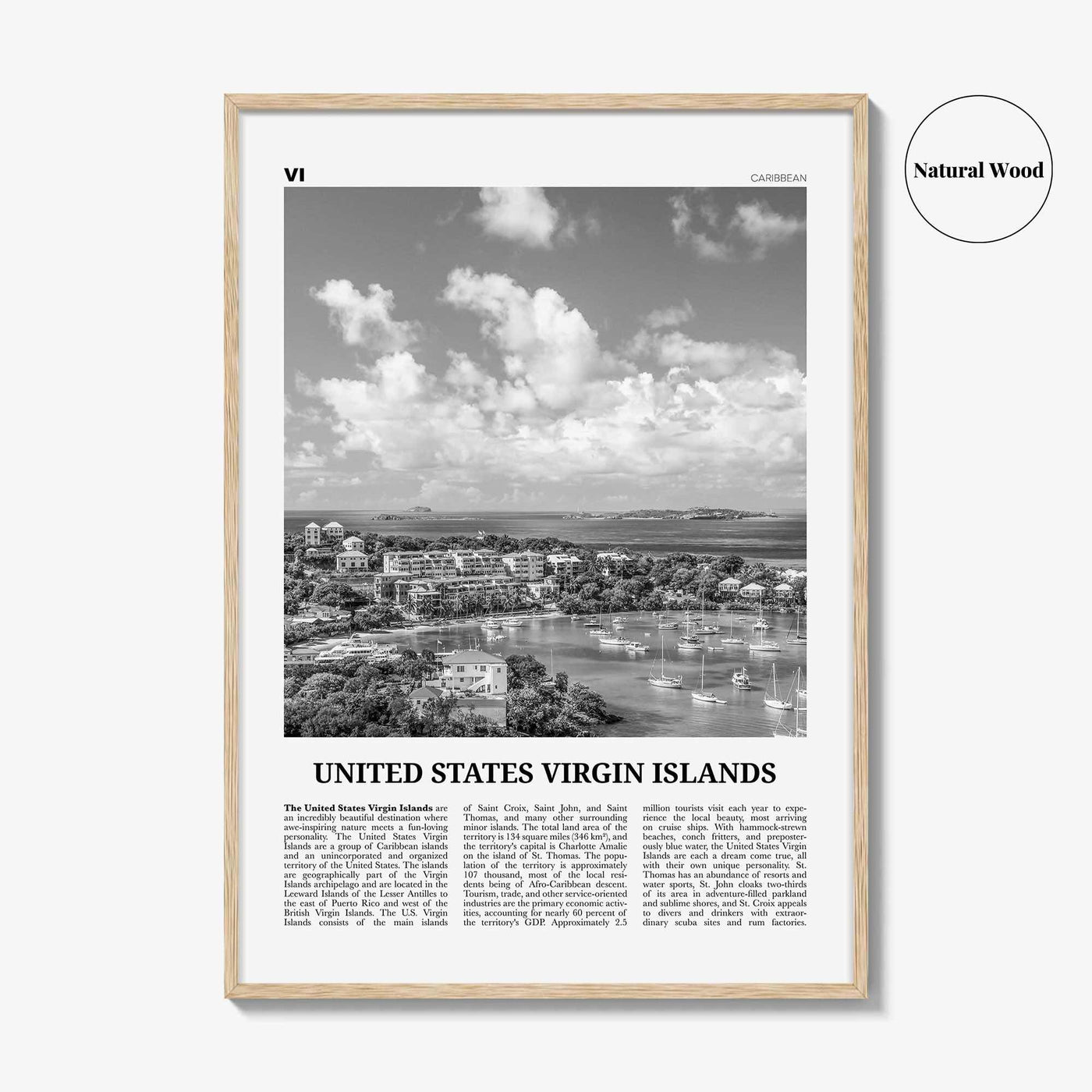 United States Virgin Islands Print Black and White, US Virgin Islands Wall Art, U.S. Virgin Islands, USVI, St. Thomas, St. Croix Caribbean