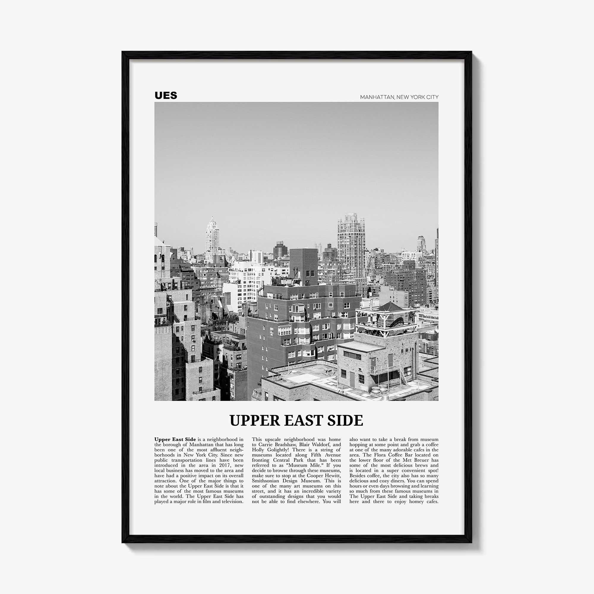 Upper East Side Print Black and White, Upper East Side Wall Art, Upper East Side Poster, Upper East Side Photo, Upper East Side, New York