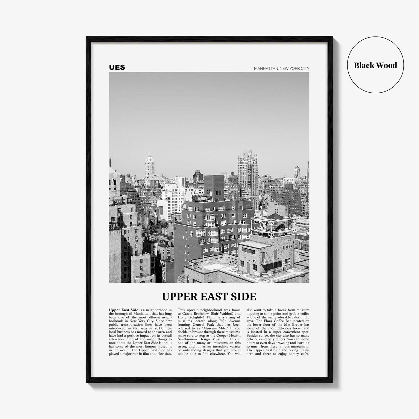 Upper East Side Print Black and White, Upper East Side Wall Art, Upper East Side Poster, Upper East Side Photo, Upper East Side, New York
