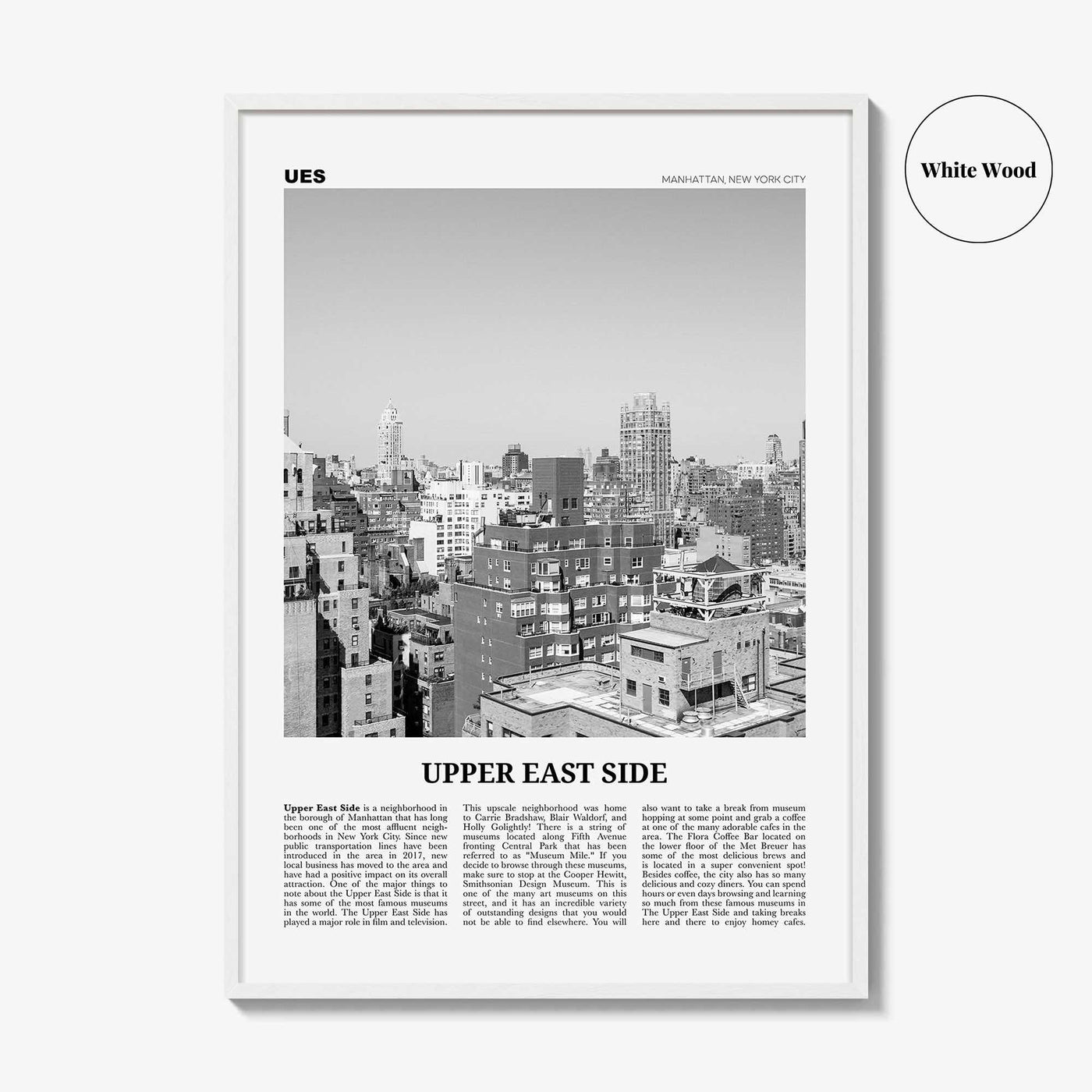 Upper East Side Print Black and White, Upper East Side Wall Art, Upper East Side Poster, Upper East Side Photo, Upper East Side, New York