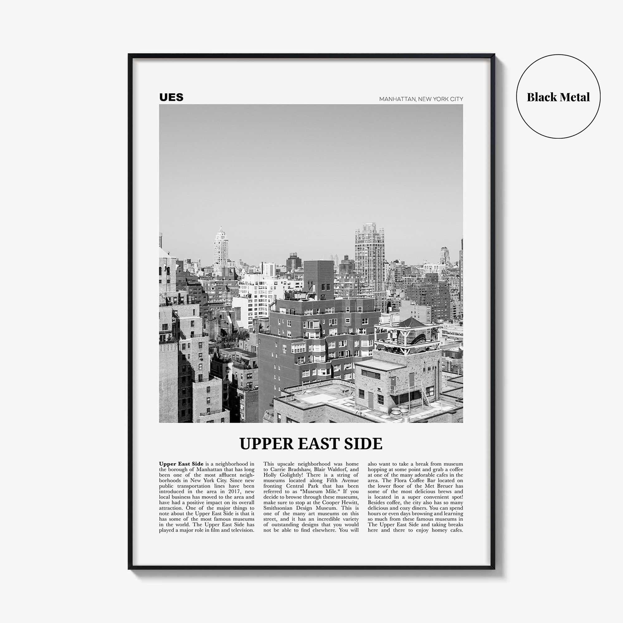 Upper East Side Print Black and White, Upper East Side Wall Art, Upper East Side Poster, Upper East Side Photo, Upper East Side, New York