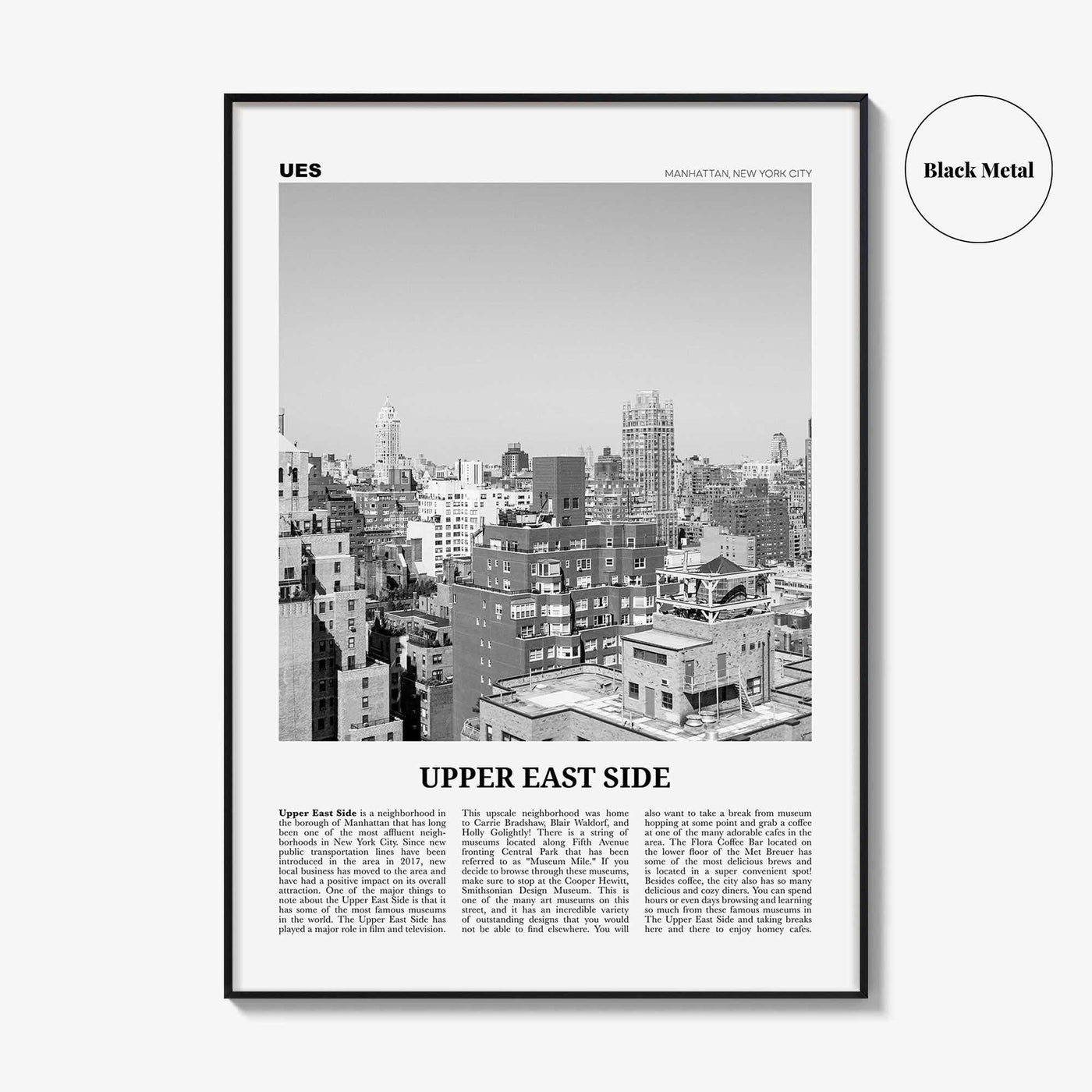 Upper East Side Print Black and White, Upper East Side Wall Art, Upper East Side Poster, Upper East Side Photo, Upper East Side, New York