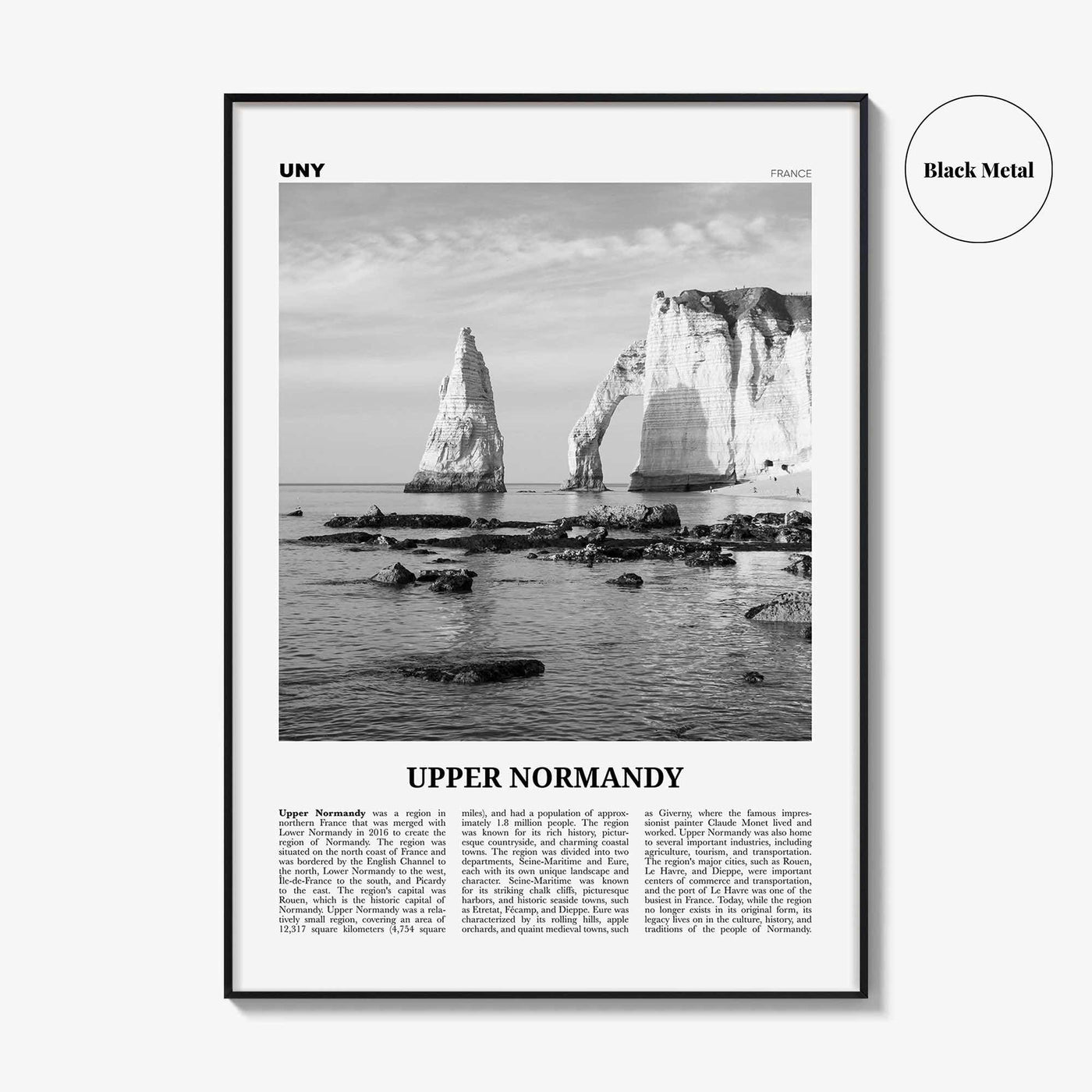 Upper Normandy Print Black and White, Upper Normandy Wall Art, Upper Normandy Poster, Upper Normandy Photo, Décor, Upper Normandy Map