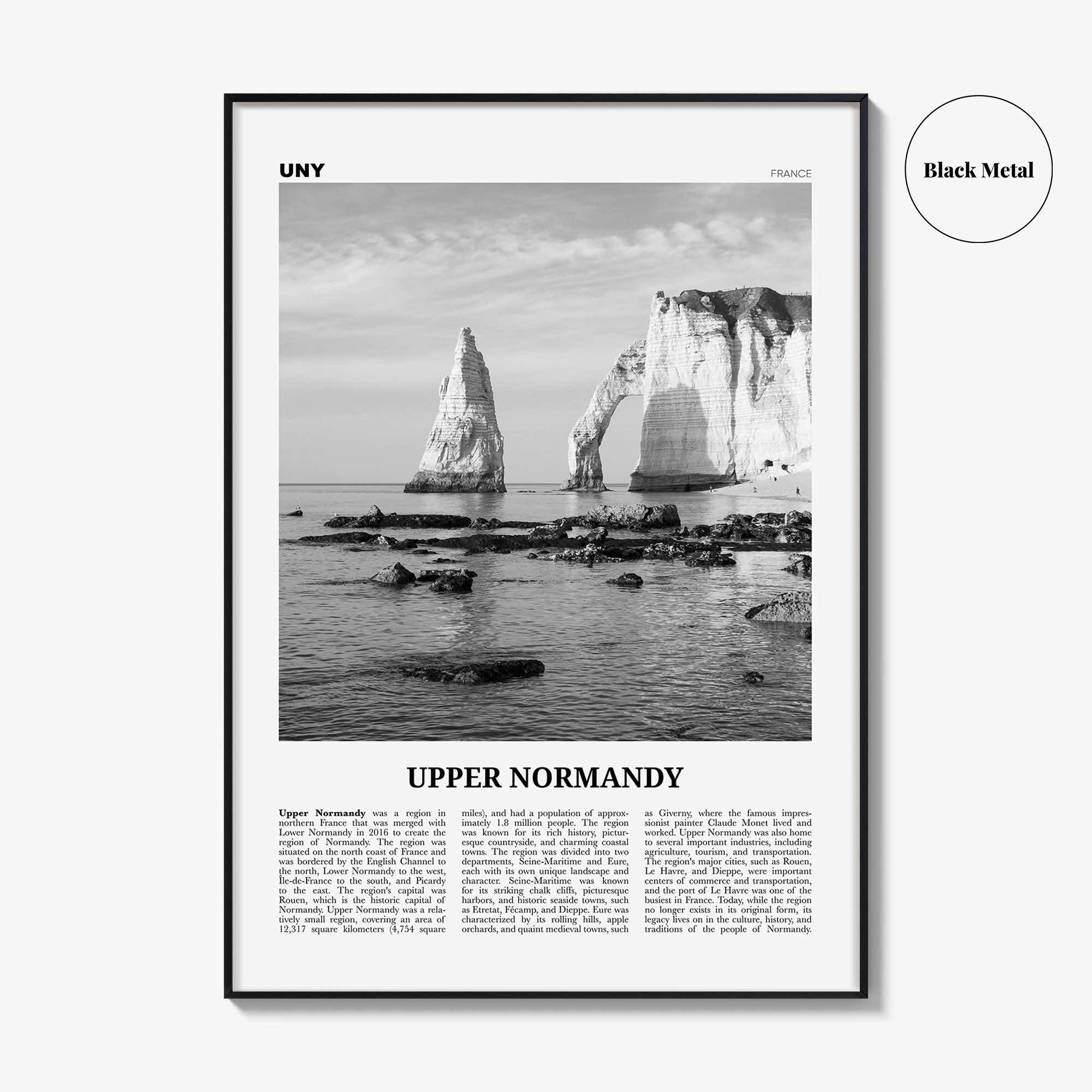 Upper Normandy Print Black and White, Upper Normandy Wall Art, Upper Normandy Poster, Upper Normandy Photo, Décor, Upper Normandy Map