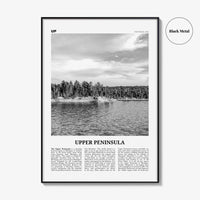 Upper Peninsula Print Black and White, Upper Peninsula Wall Art, Upper Peninsula Poster, Upper Peninsula Photo, Upper Peninsula Map Michigan