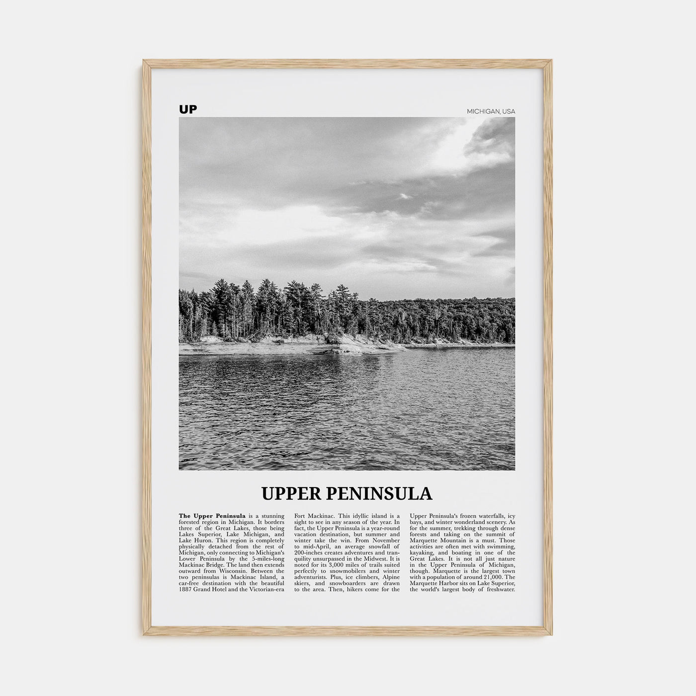Upper Peninsula Travel B&W Poster