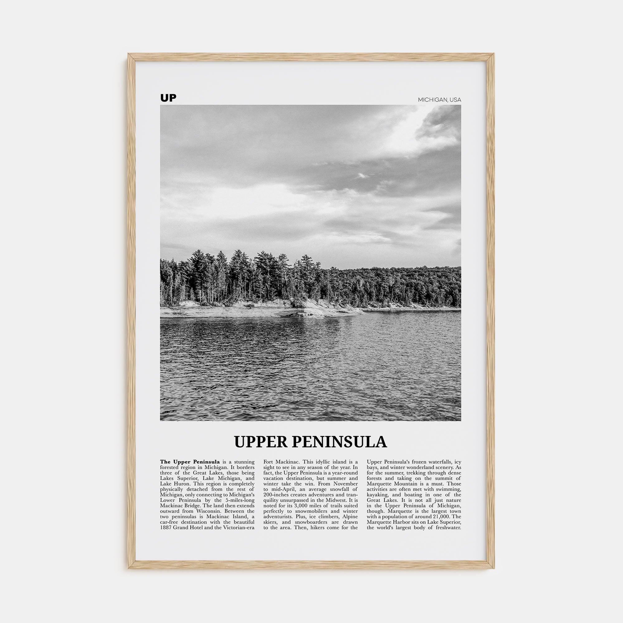 Upper Peninsula Travel B&W Poster