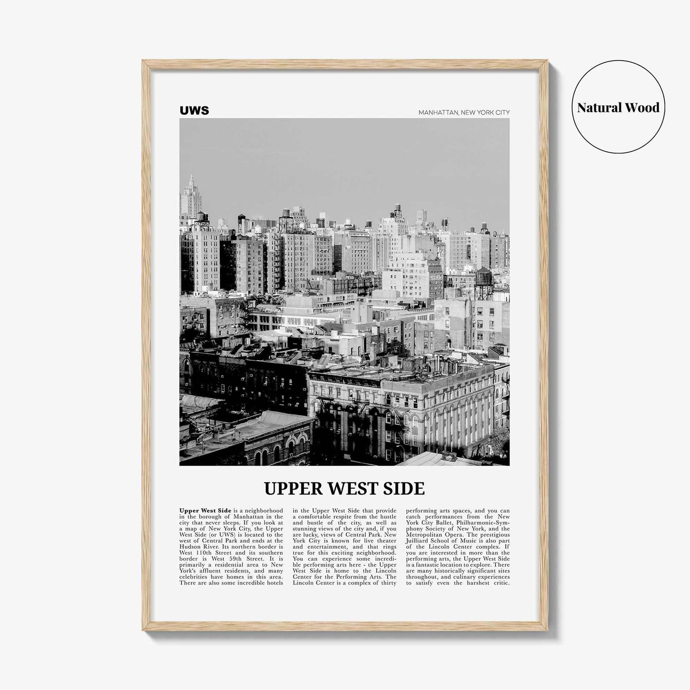 Upper West Side Print Black and White, Upper West Side Wall Art, Upper West Side Poster, Upper West Side Photo, Manhattan, New York, USA