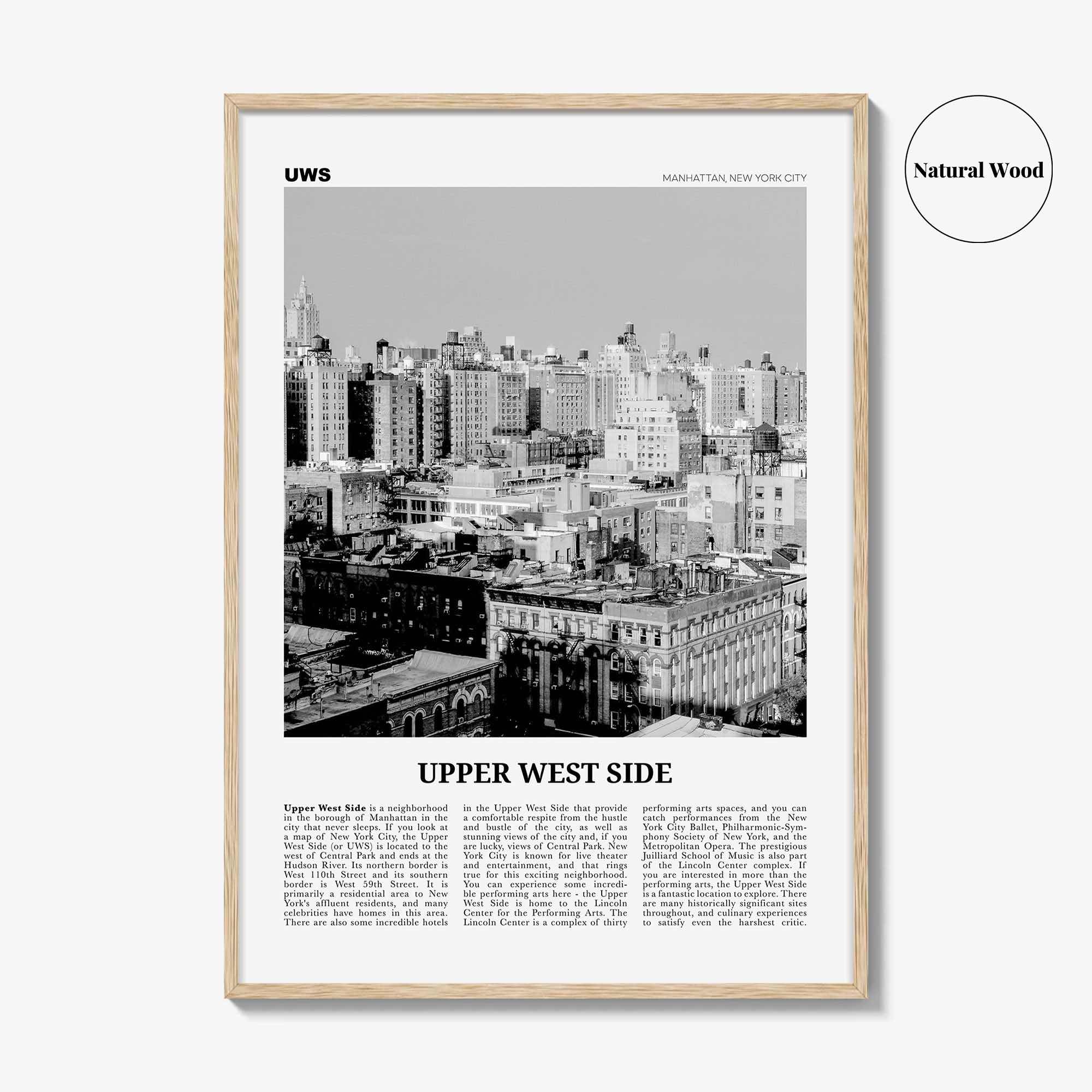 Upper West Side Print Black and White, Upper West Side Wall Art, Upper West Side Poster, Upper West Side Photo, Manhattan, New York, USA