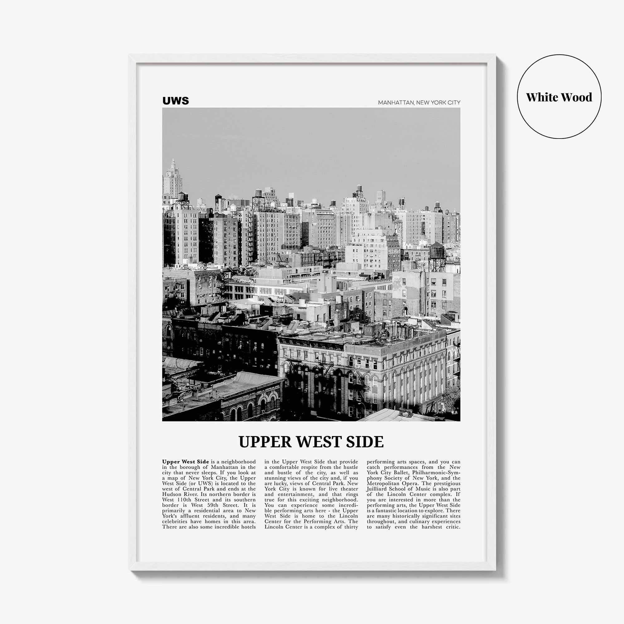 Upper West Side Print Black and White, Upper West Side Wall Art, Upper West Side Poster, Upper West Side Photo, Manhattan, New York, USA