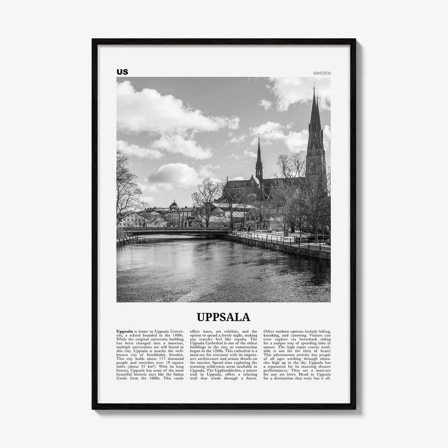 Uppsala Print Black and White, Uppsala Wall Art, Uppsala Poster, Uppsala Photo, Uppsala Wall Décor, Uppsala Map, Sweden