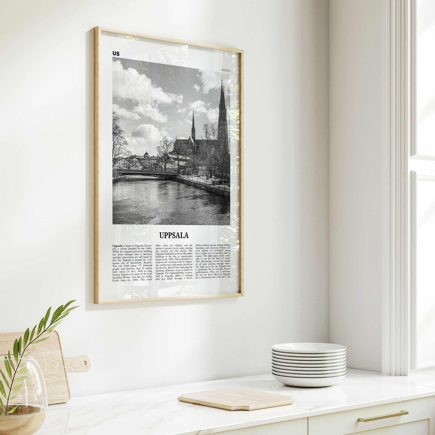 Uppsala Print Black and White, Uppsala Wall Art, Uppsala Poster, Uppsala Photo, Uppsala Wall Décor, Uppsala Map, Sweden