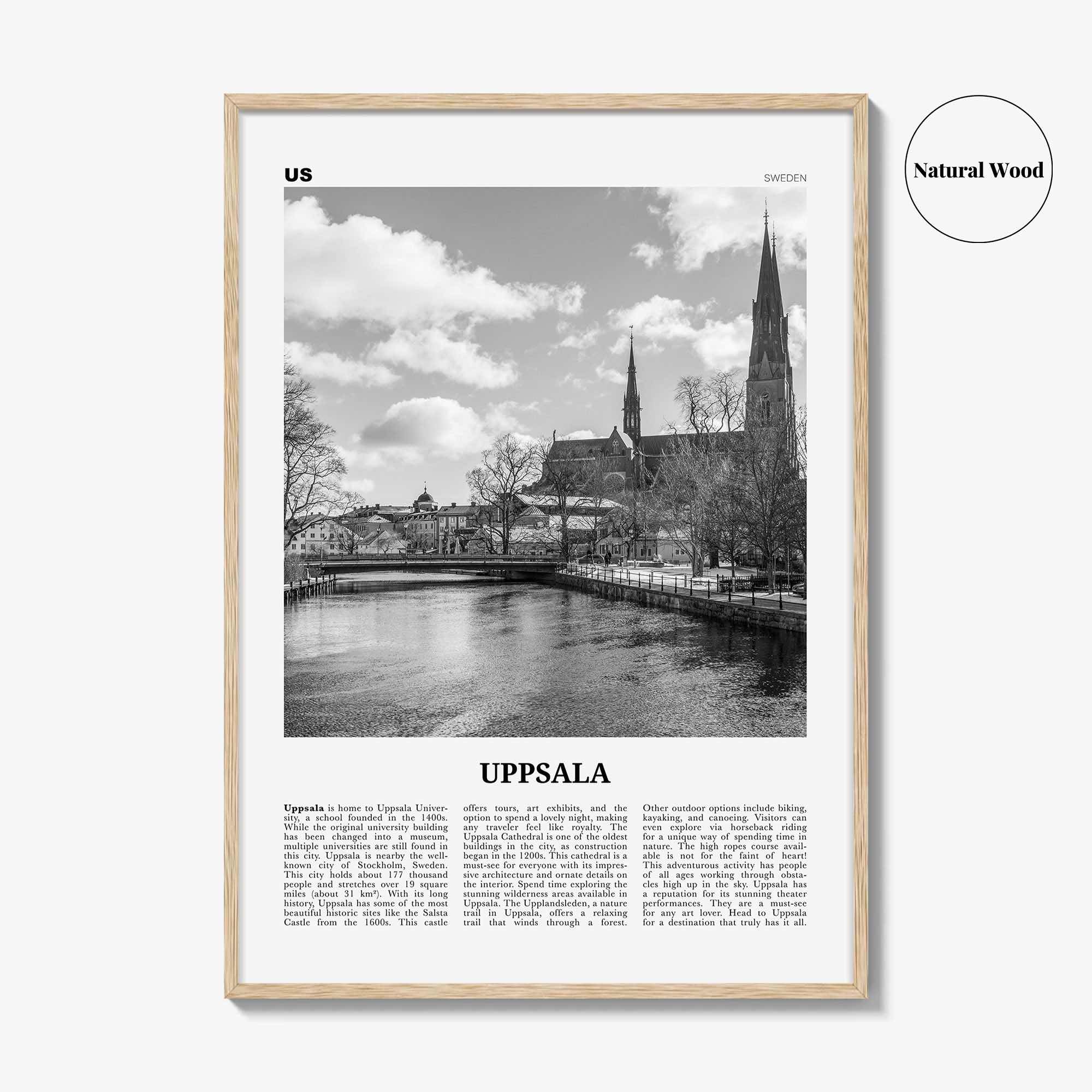 Uppsala Print Black and White, Uppsala Wall Art, Uppsala Poster, Uppsala Photo, Uppsala Wall Décor, Uppsala Map, Sweden