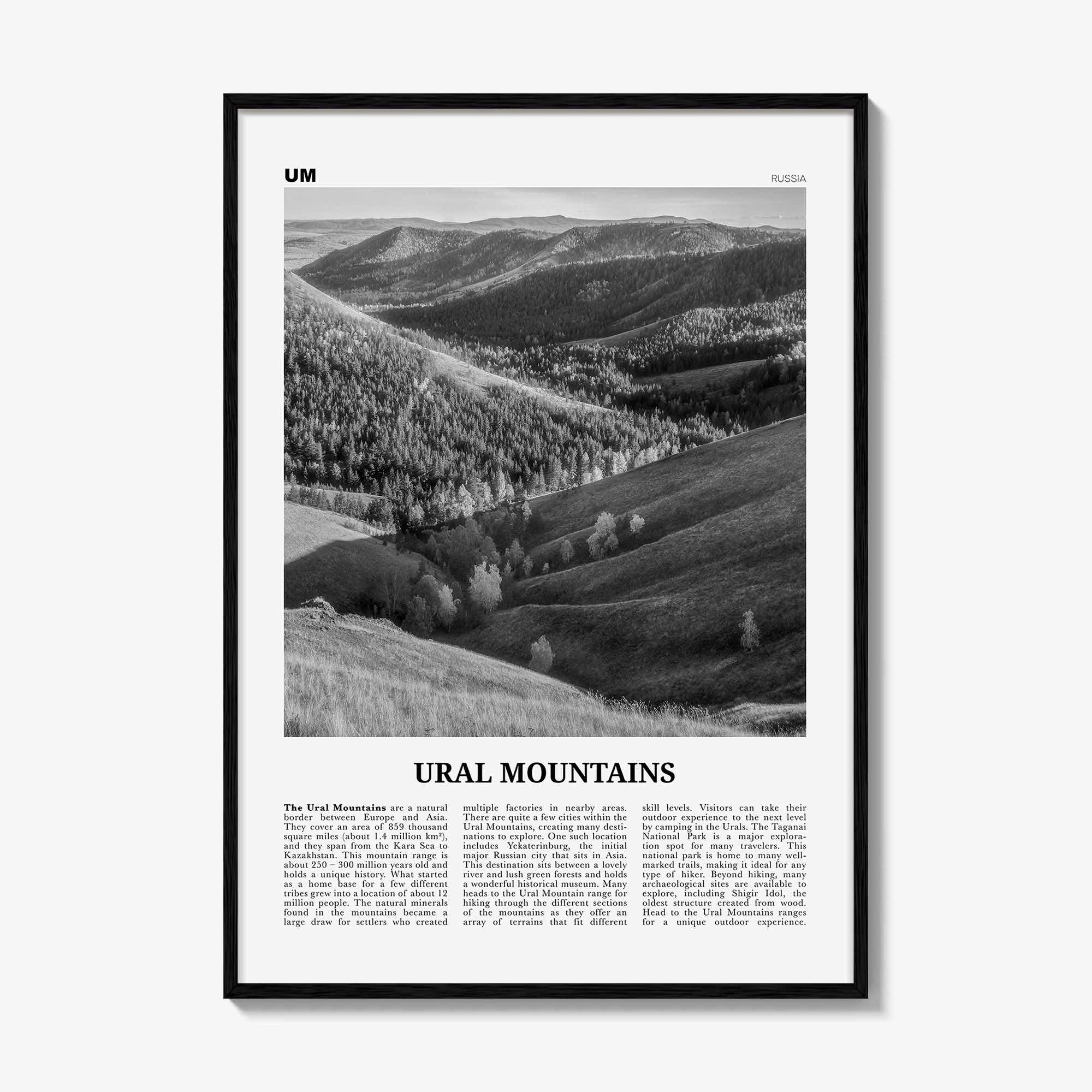Ural Mountains Print Black and White, Ural Mountains Wall Art, Ural Mountains Poster, Ural Mountains Photo, Ural Mountains Wall Décor, Asia
