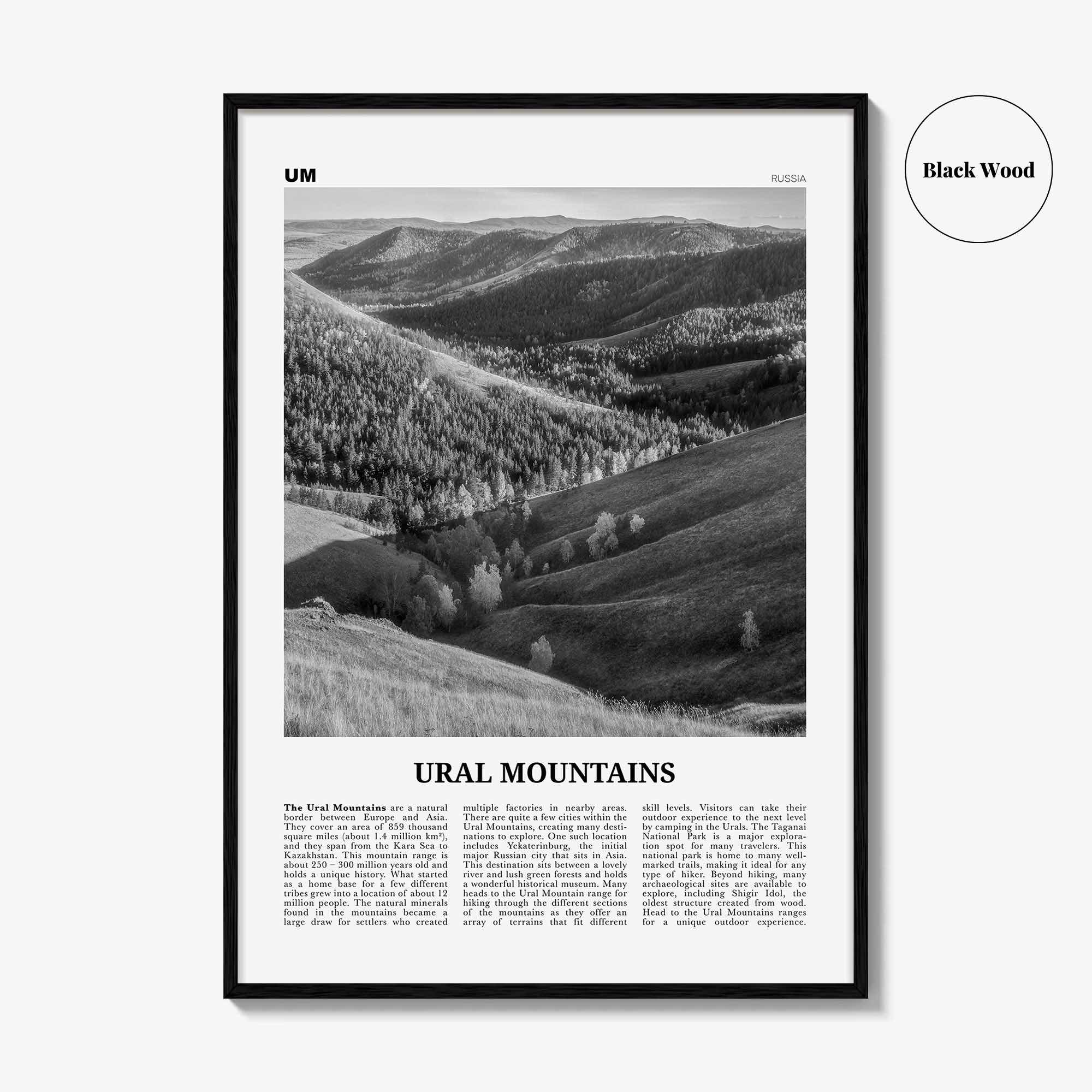 Ural Mountains Print Black and White, Ural Mountains Wall Art, Ural Mountains Poster, Ural Mountains Photo, Ural Mountains Wall Décor, Asia